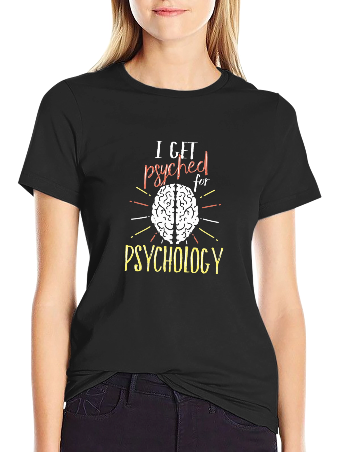 Black I Get Psyched For Psychology Tee view 2