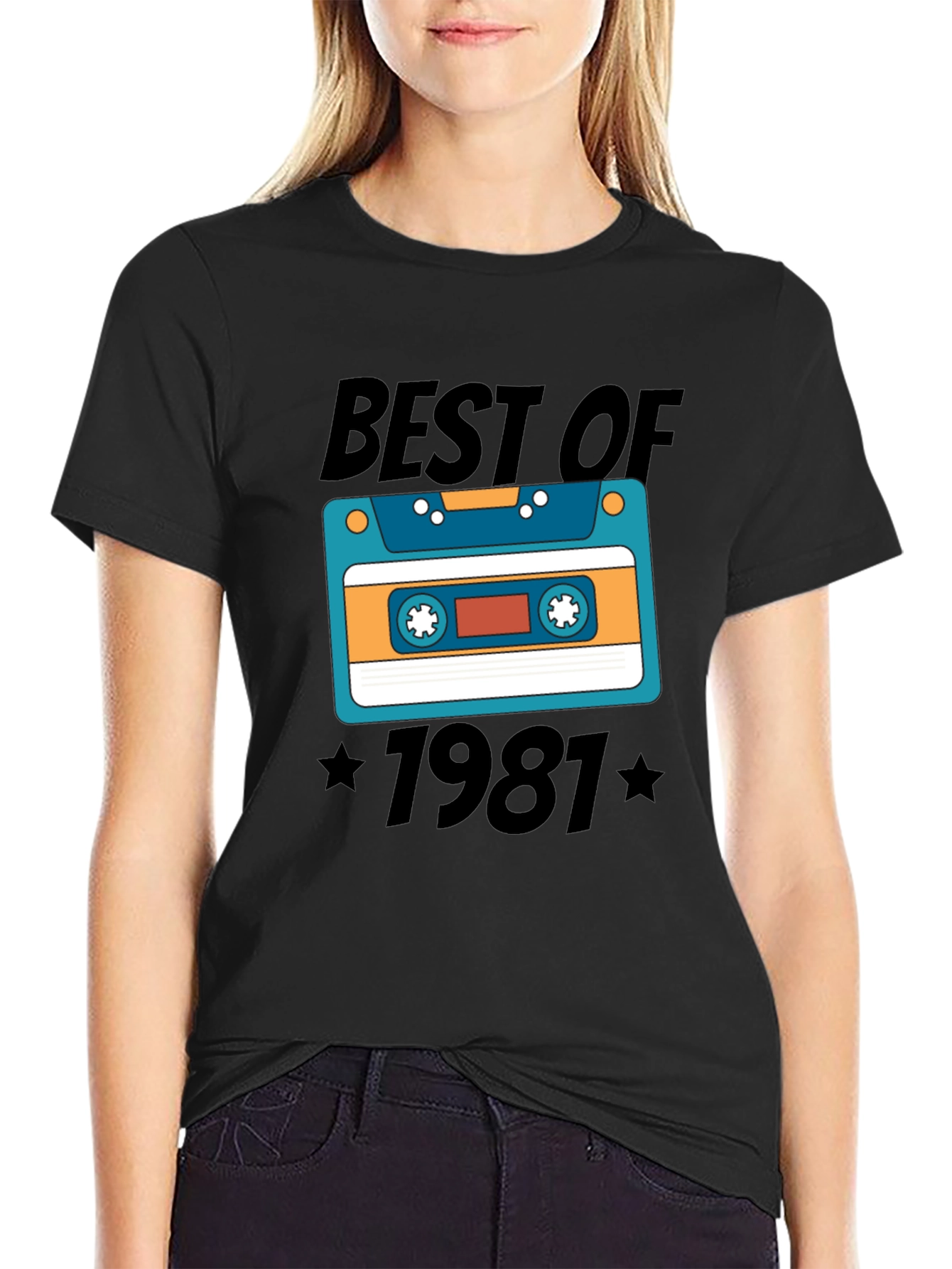 Black Best of 1981 Cassette Tape T-Shirt view 2