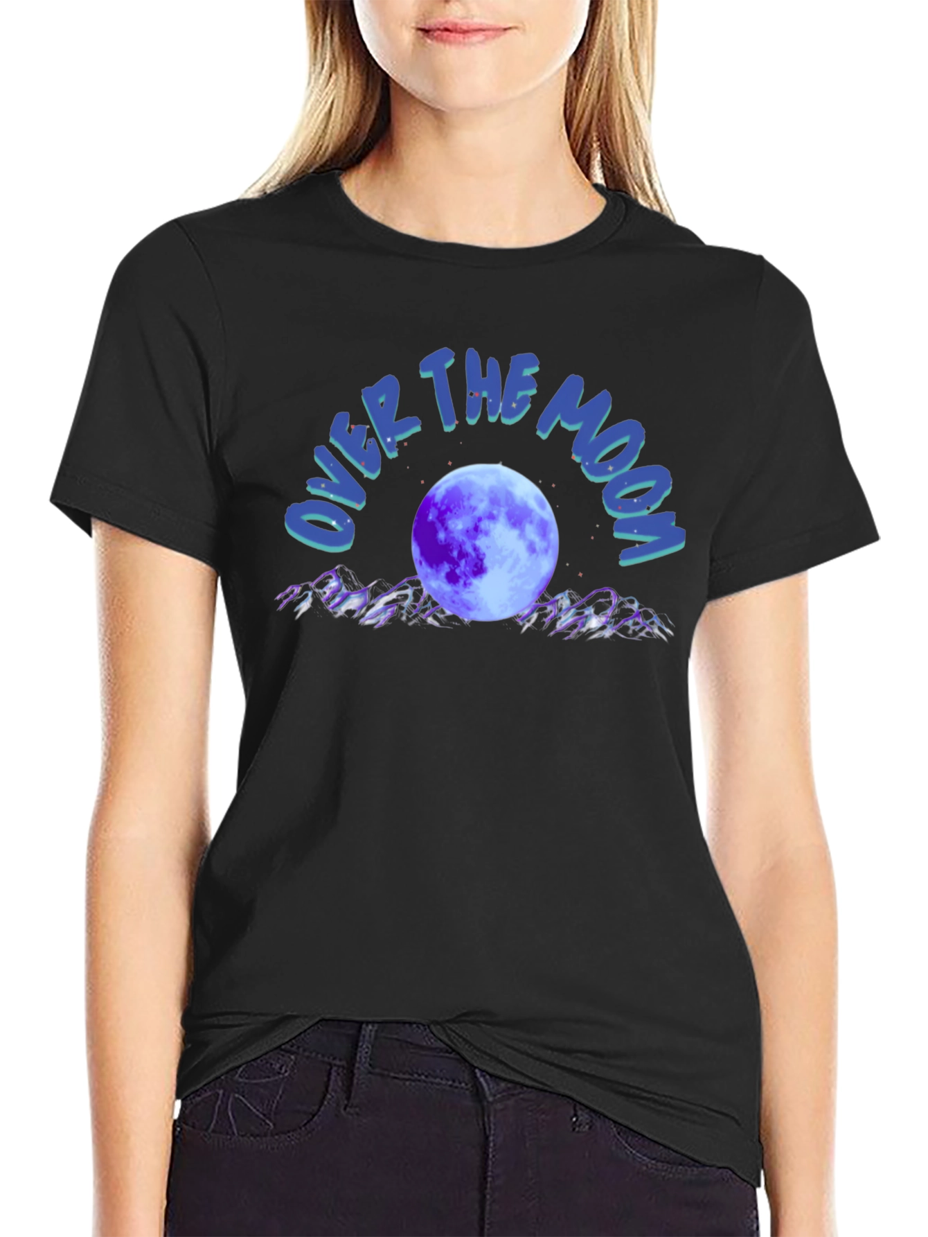 Black Over The Moon Graphic T-Shirt view 2