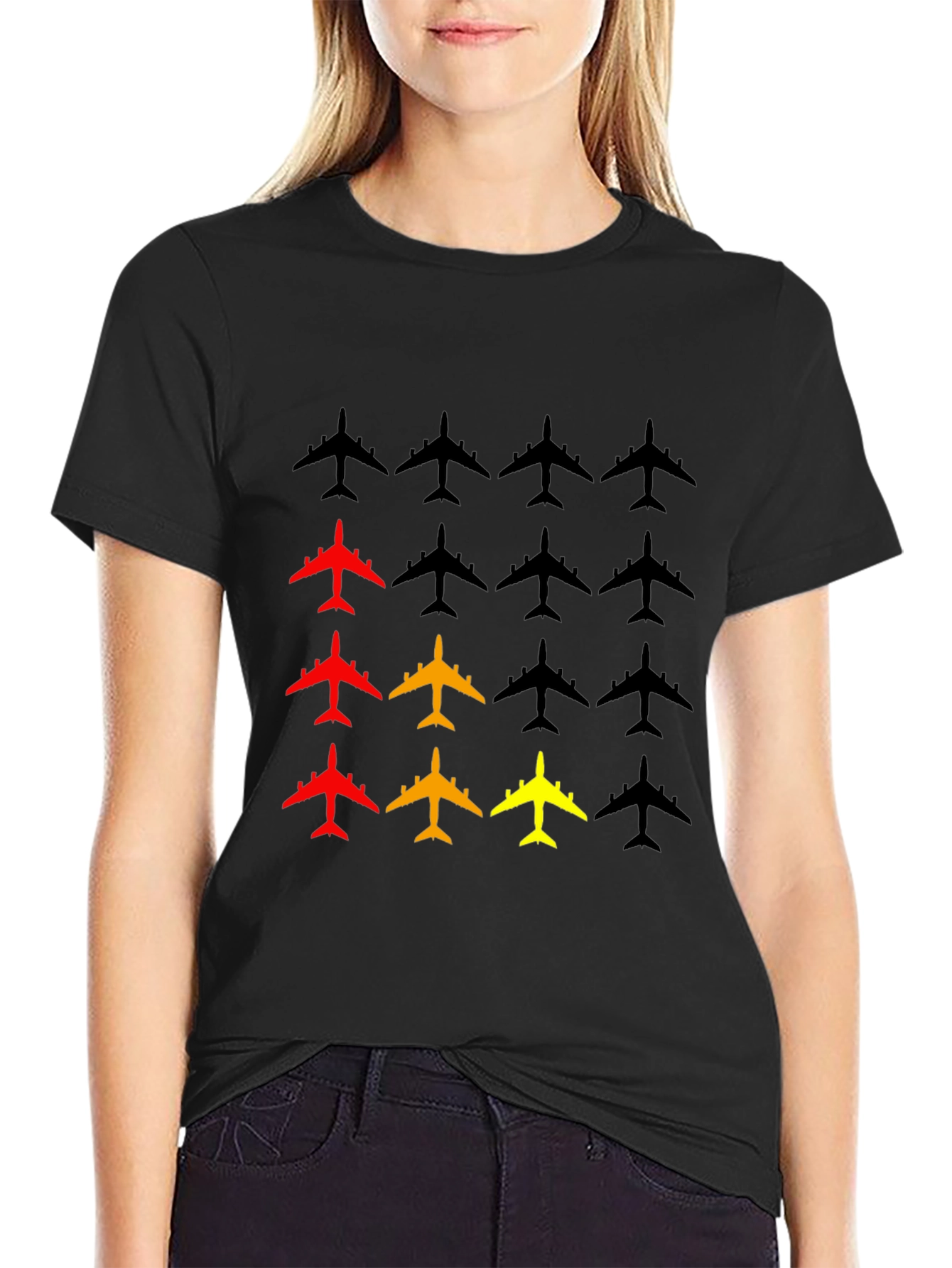 Black Airplane T-Shirt - Graphic Tee for Aviation Enthusiasts view 2