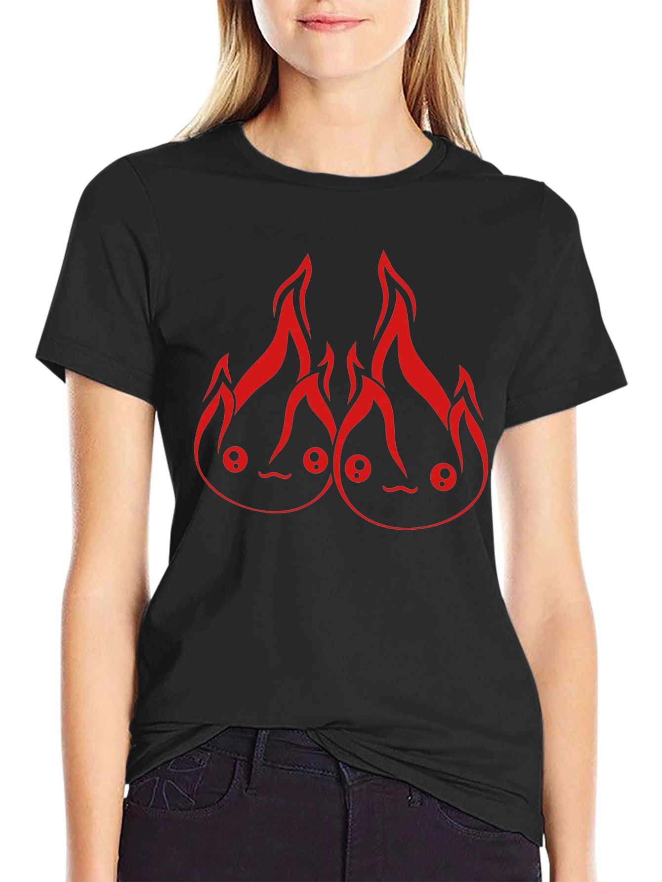 Black Calcifer Fire Spirit Graphic T-Shirt view 2