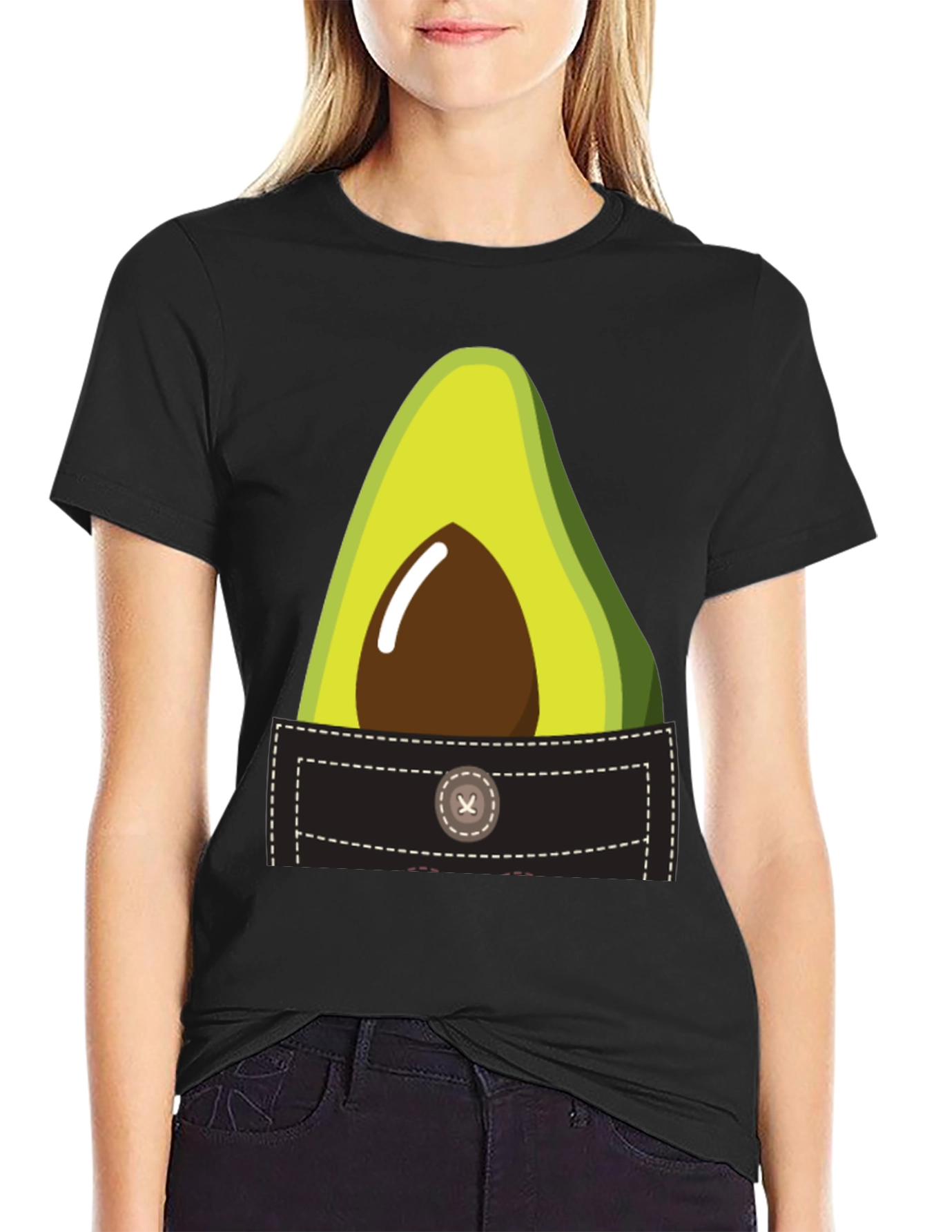 Black Avocado Pocket Graphic Tee - Novelty T-Shirt view 2
