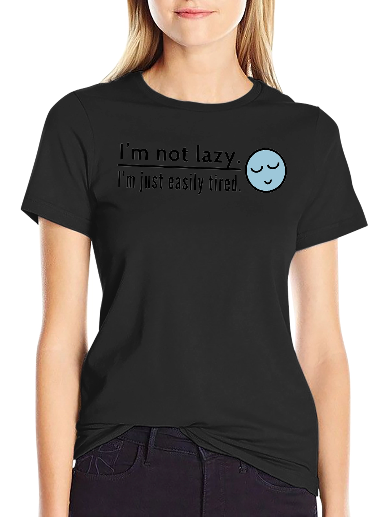 Black Funny "I'm Not Lazy" Graphic T-Shirt view 2
