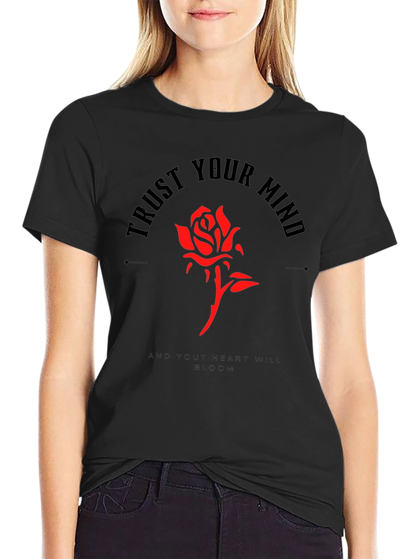 Black Trust Your Mind Rose Graphic Tee view 2