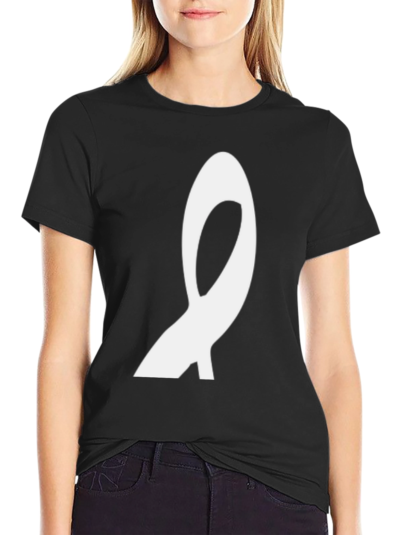 Black Abstract Symbol Graphic Tee - Modern Casual Wear view 2