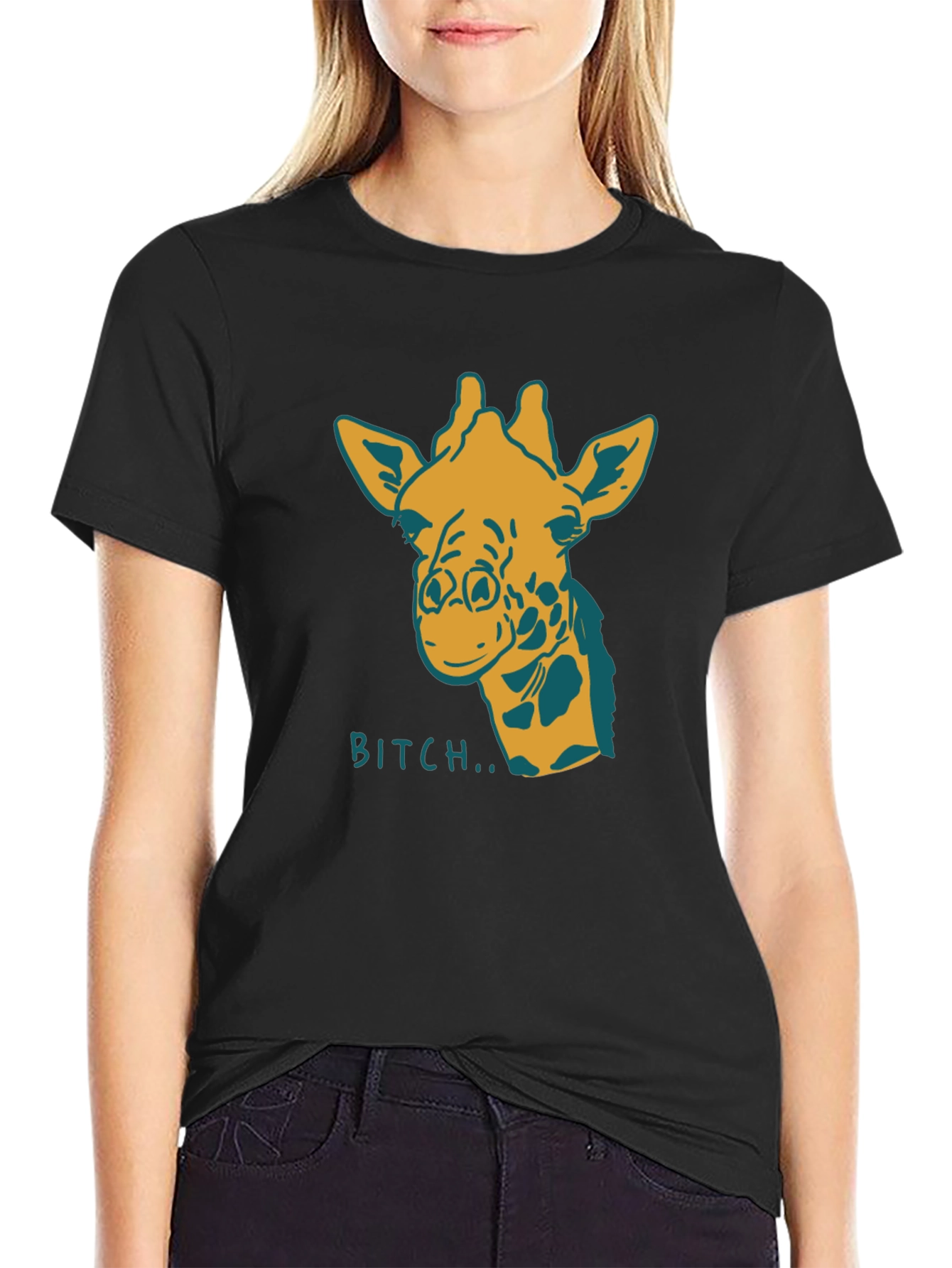 Black Giraffe Bitch T-Shirt Funny Graphic Tee Novelty Humor view 2