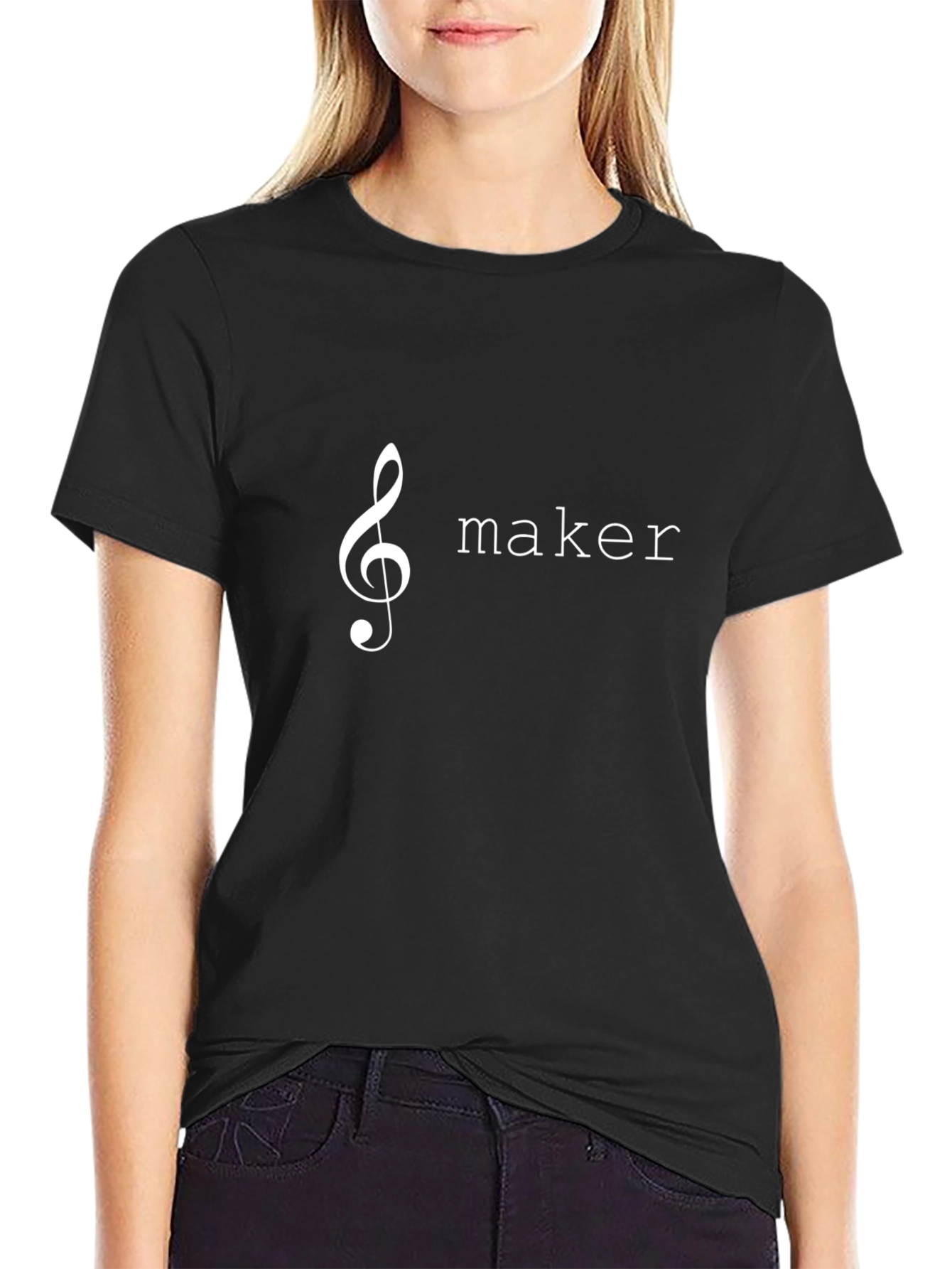 Black Music Maker T-Shirt - Stylish Treble Clef Design view 2
