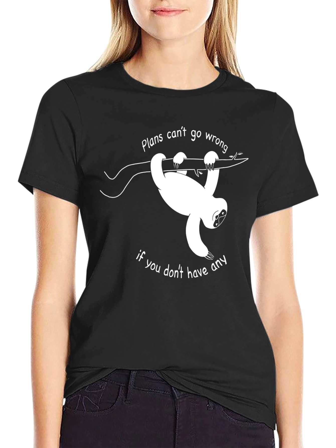 Black Sloth Plans T-Shirt - Funny Graphic Tee view 2
