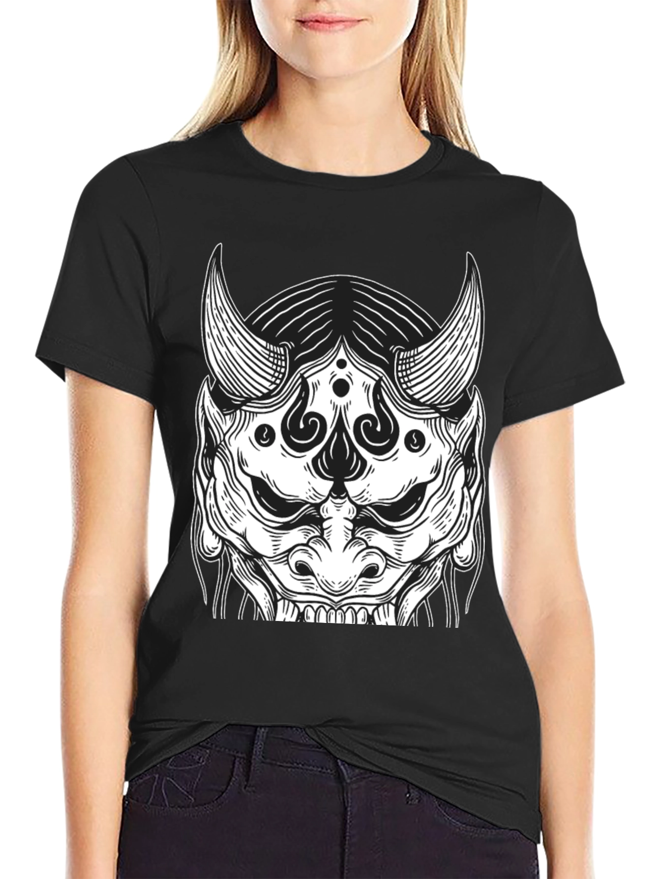 Black Black Oni Mask Graphic Tee view 2