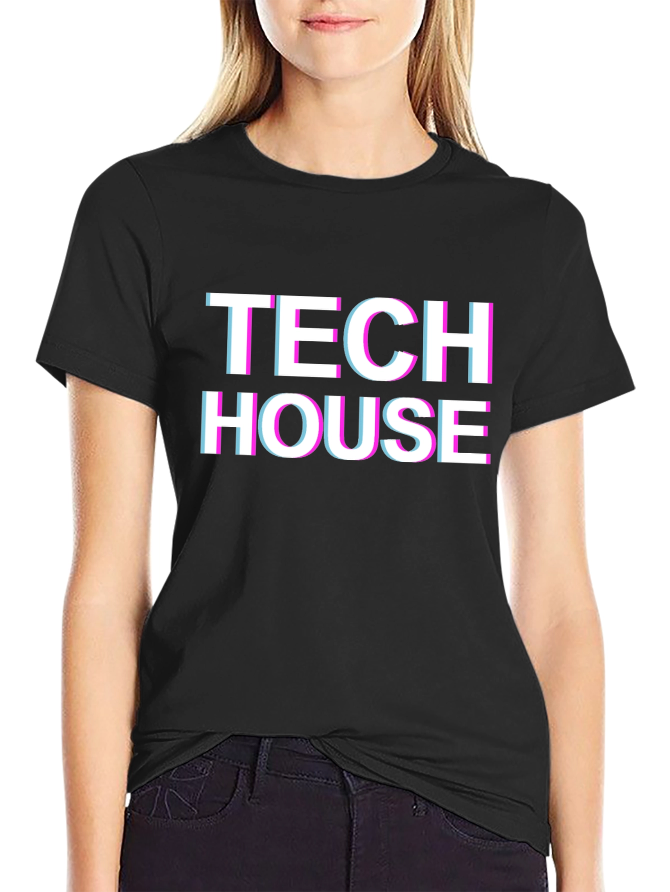 Black Tech House Glitch T-Shirt view 2
