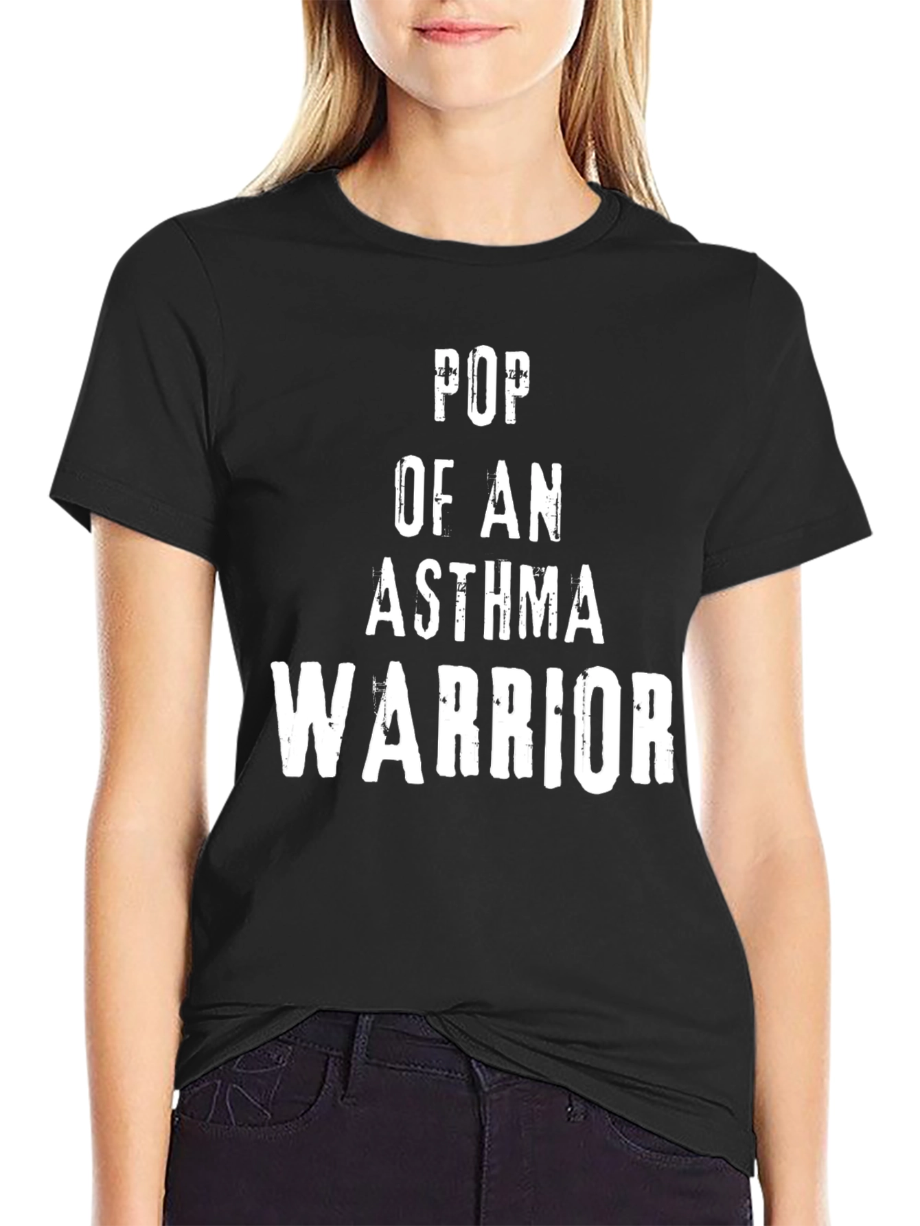 Black Pop of an Asthma Warrior T-Shirt - Black view 2