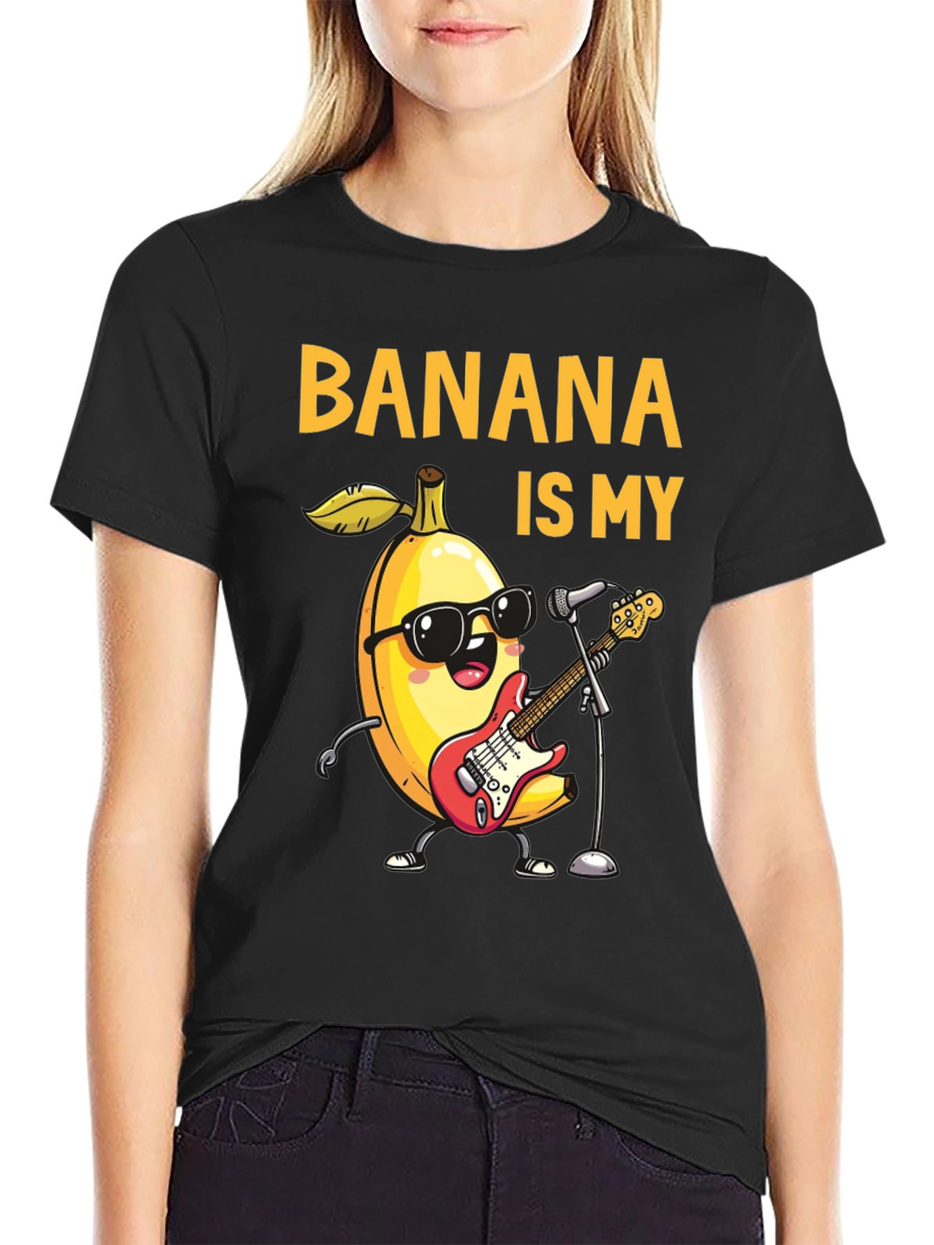Black Banana is My Jam Funny Music T-Shirt view 2