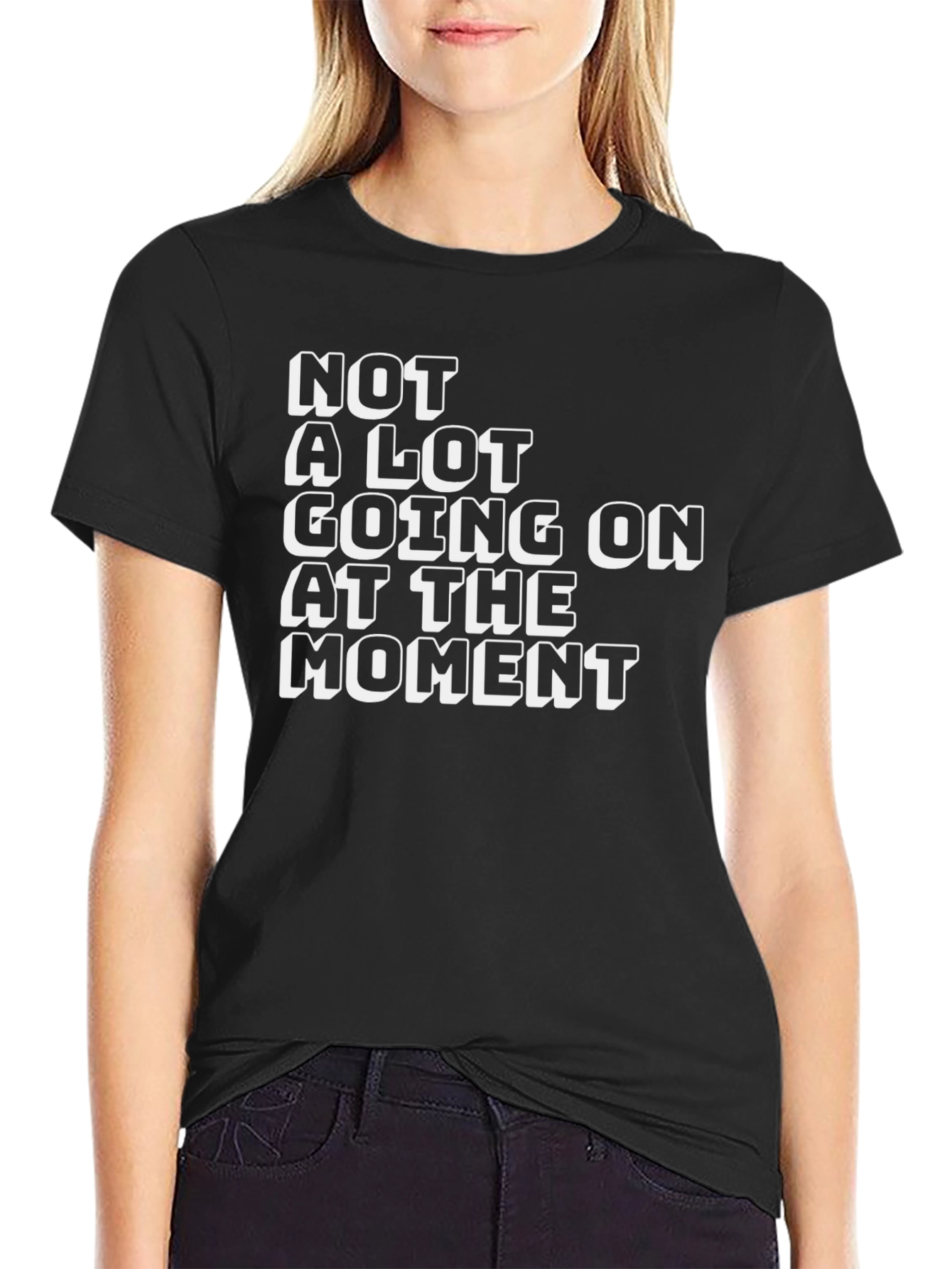 Black Funny "Not A Lot Going On" Graphic T-Shirt view 2