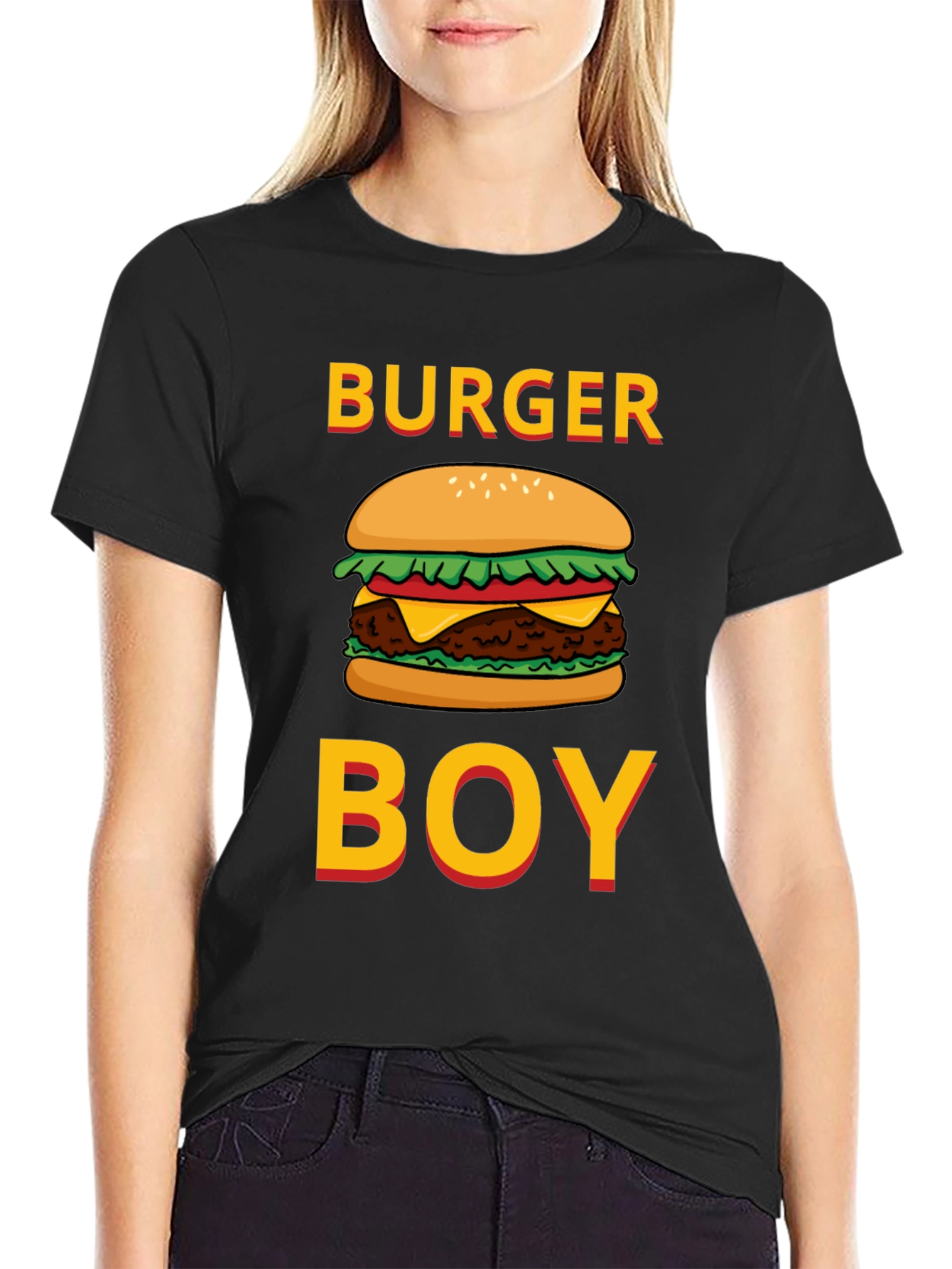 Black Burger Boy Graphic Tee - Foodie Humor T-Shirt view 2