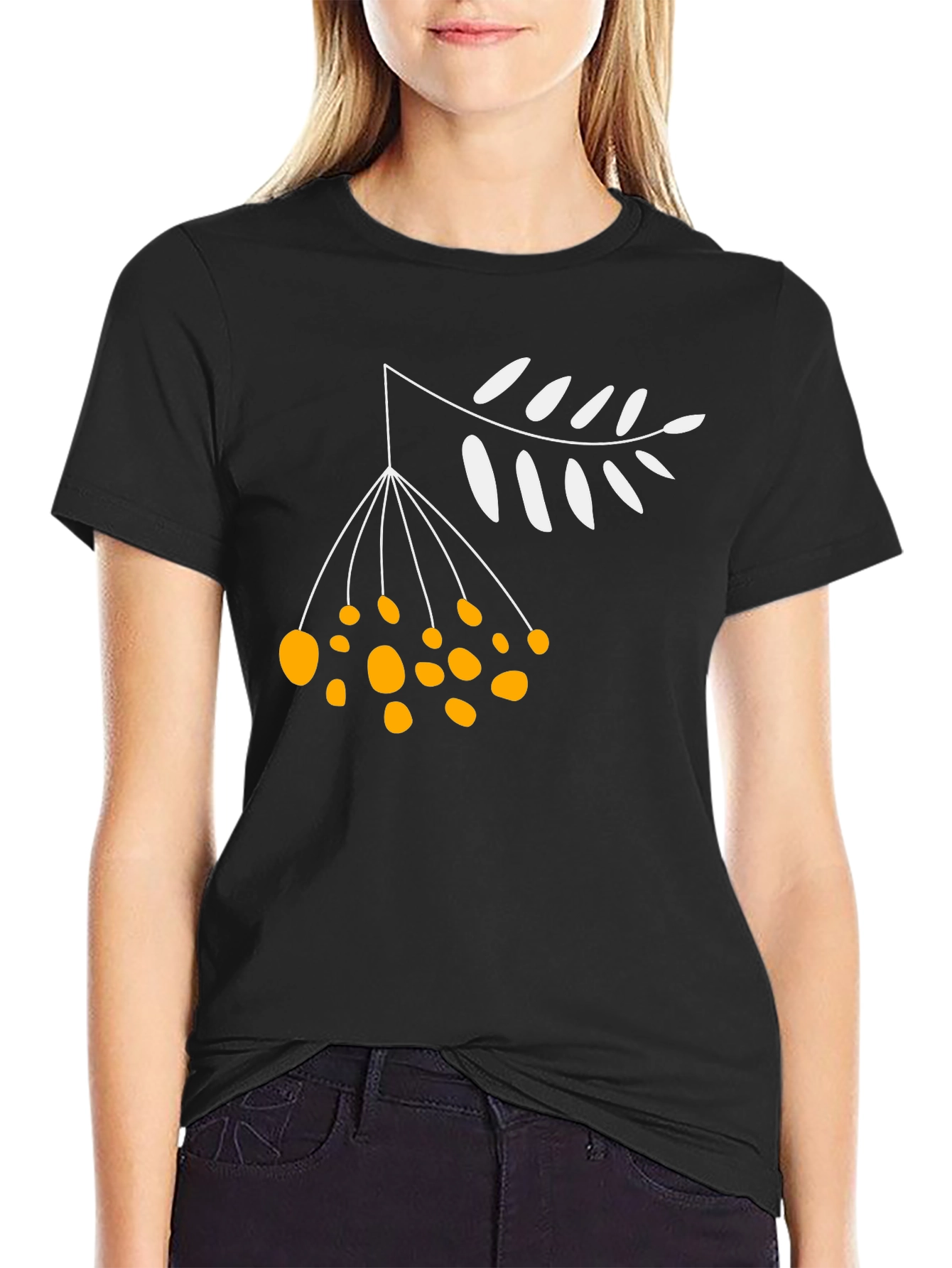 Black Modern Plant Design Black T-Shirt view 2