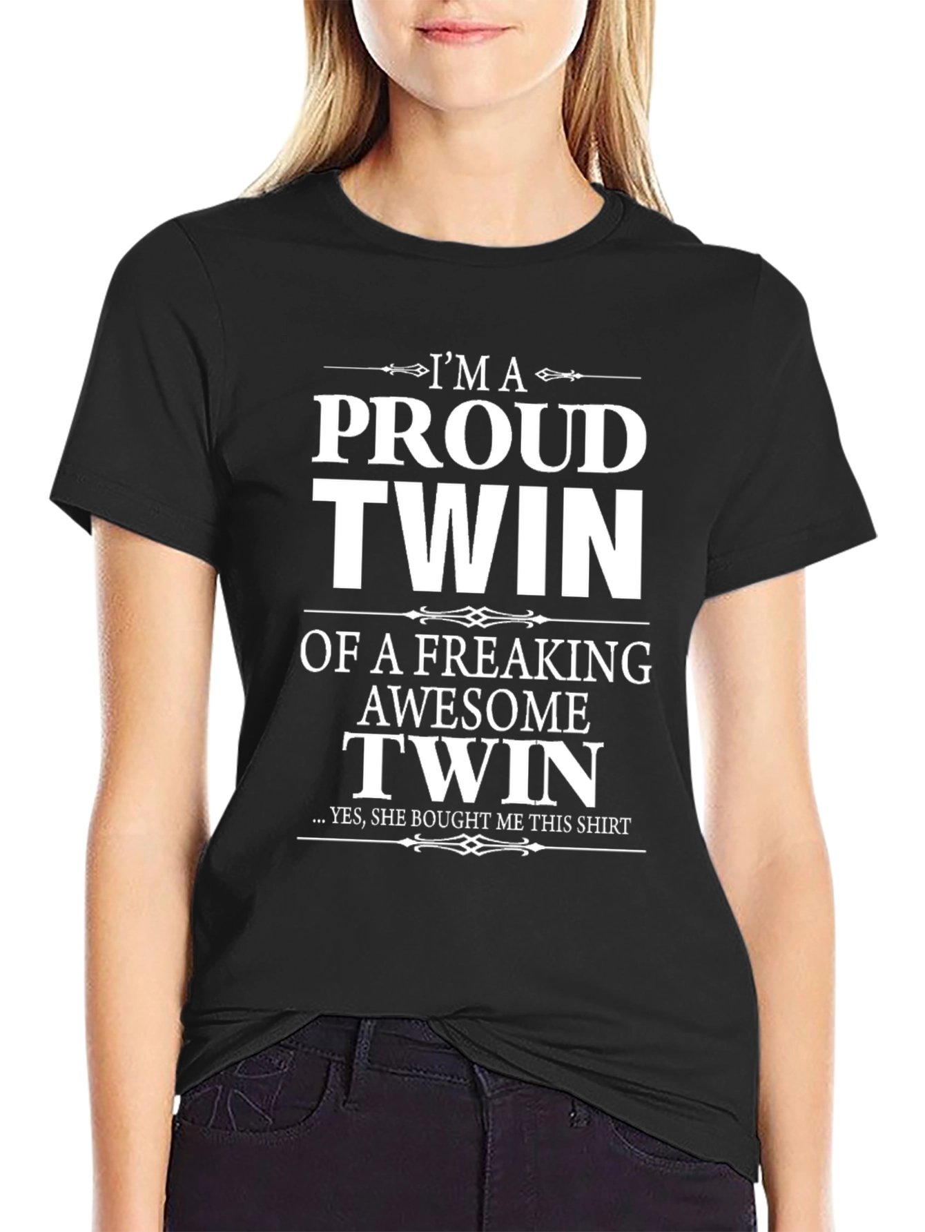 Black Proud Twin Graphic Tee - Black Cotton T-Shirt view 2