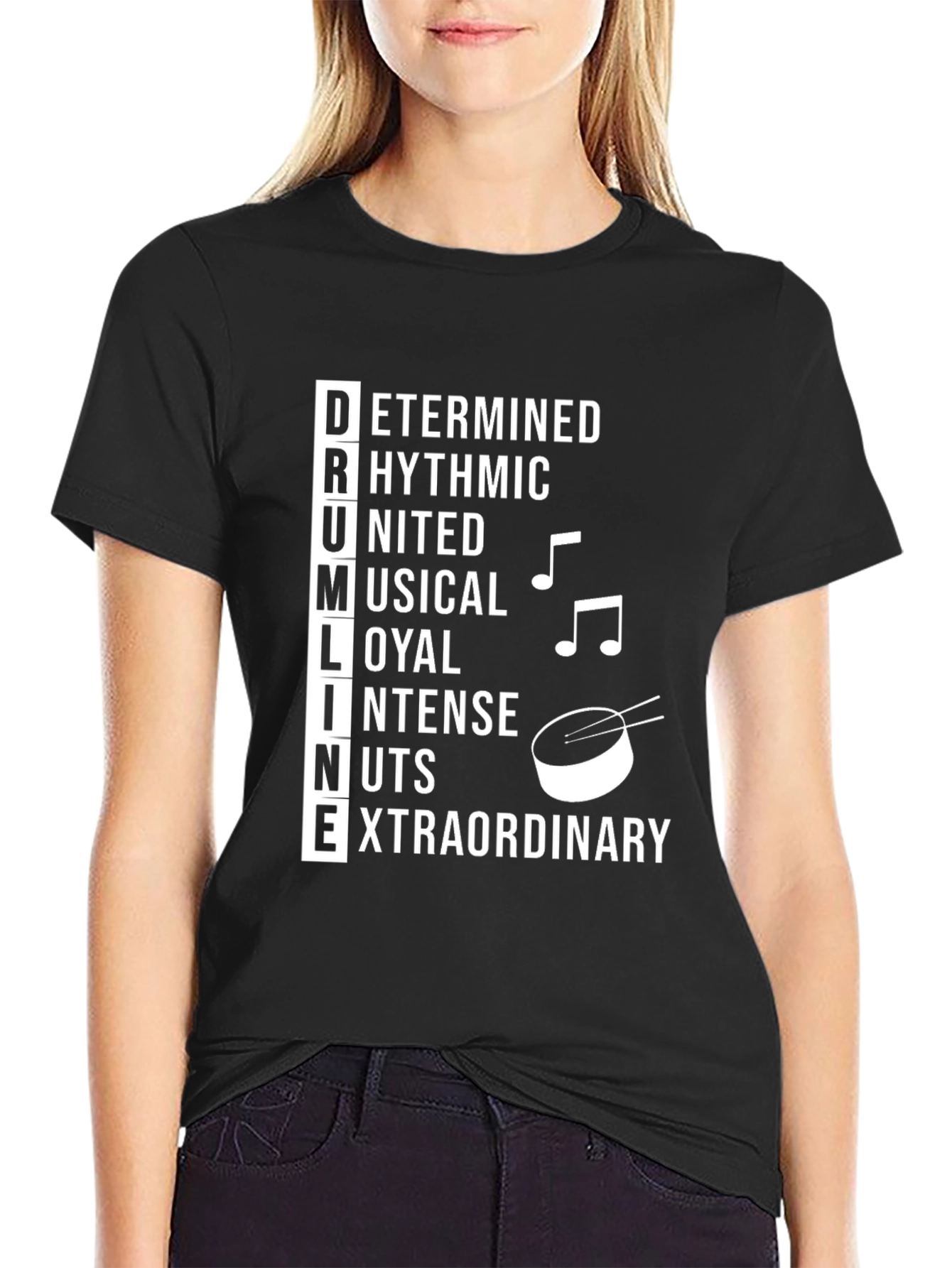 Black Drumline Acronym Black T-Shirt view 2