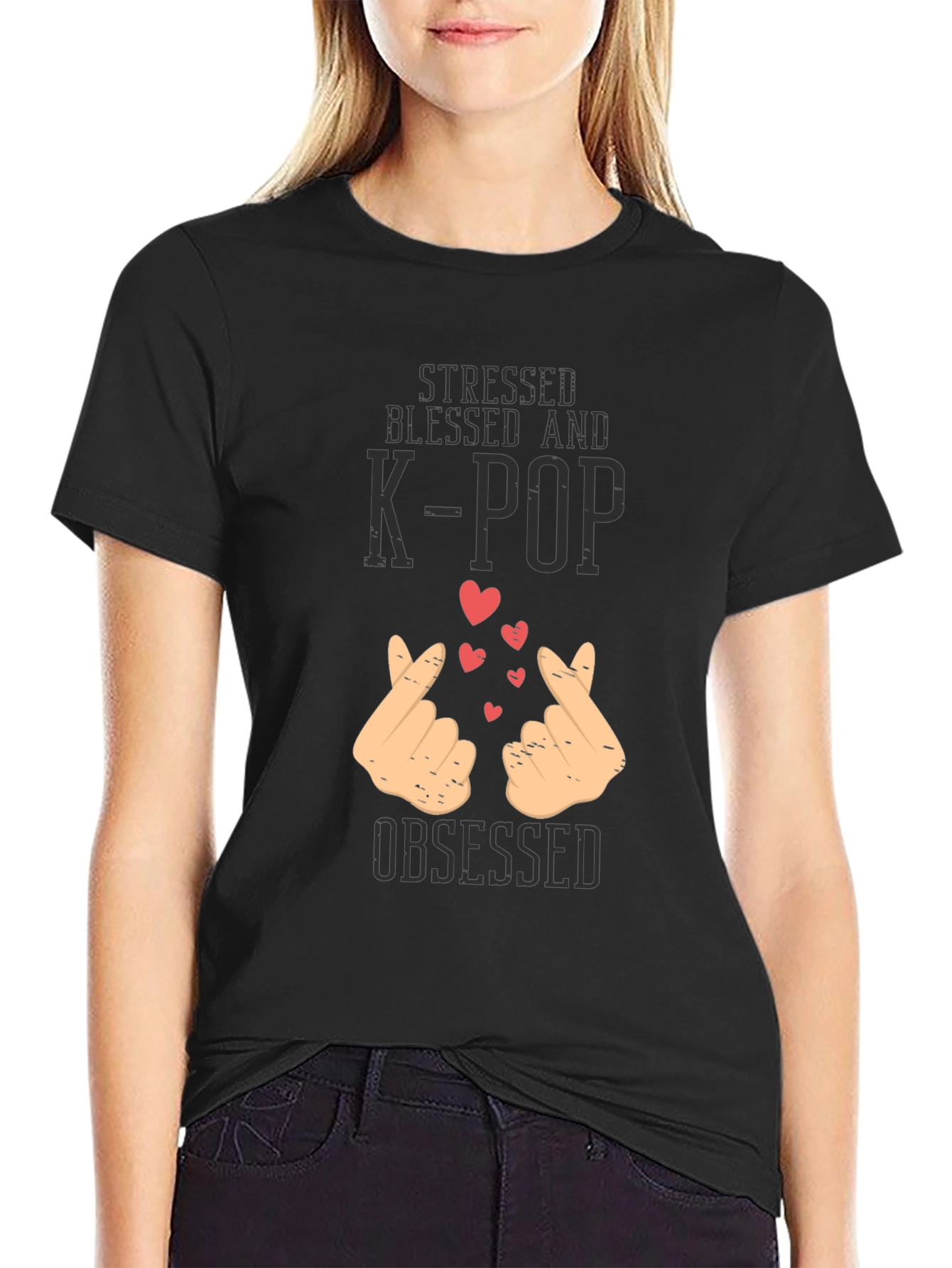 Black K-Pop Obsessed Graphic Tee view 2