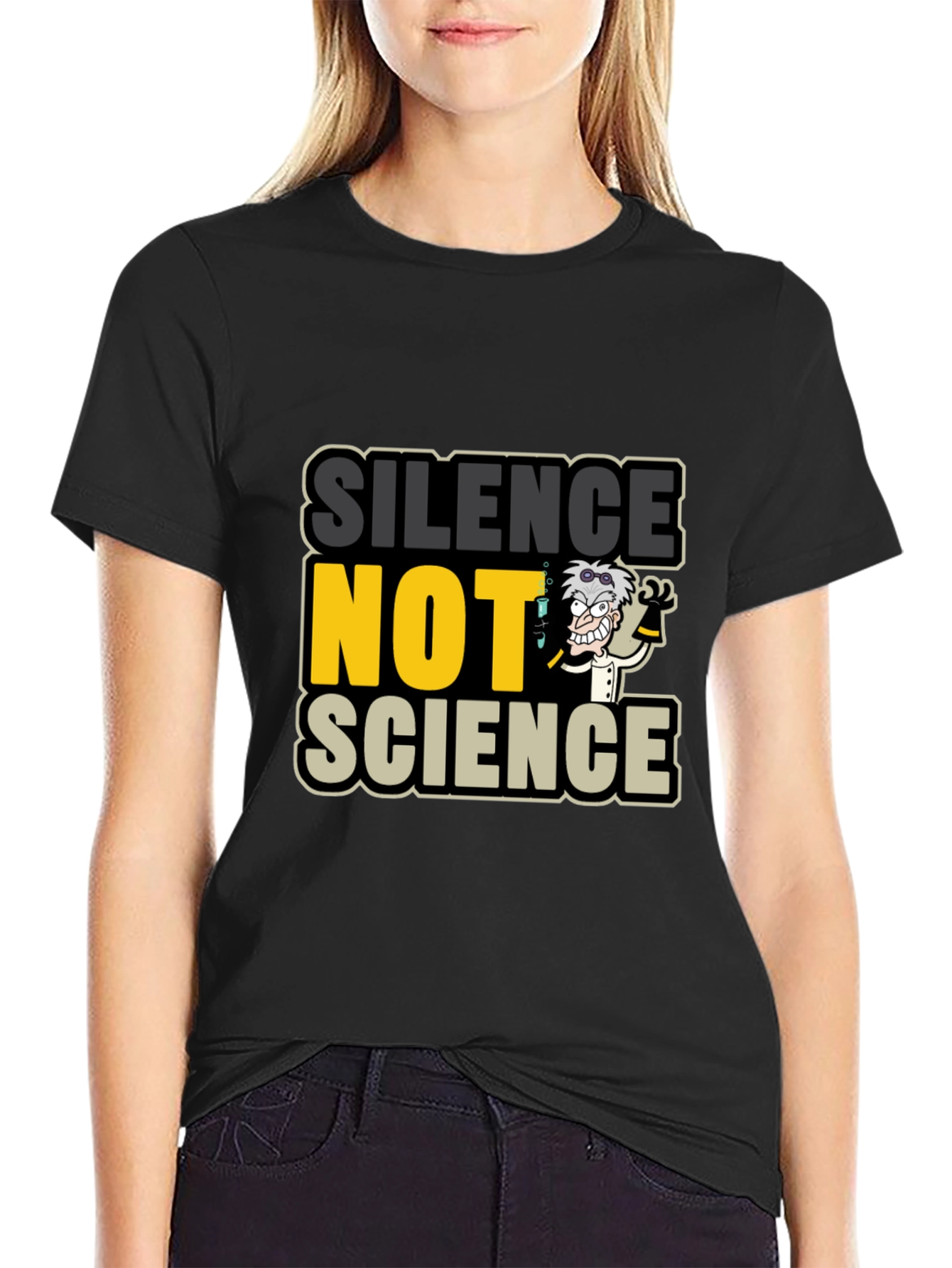 Black Silence NOT Science Graphic T-Shirt view 2