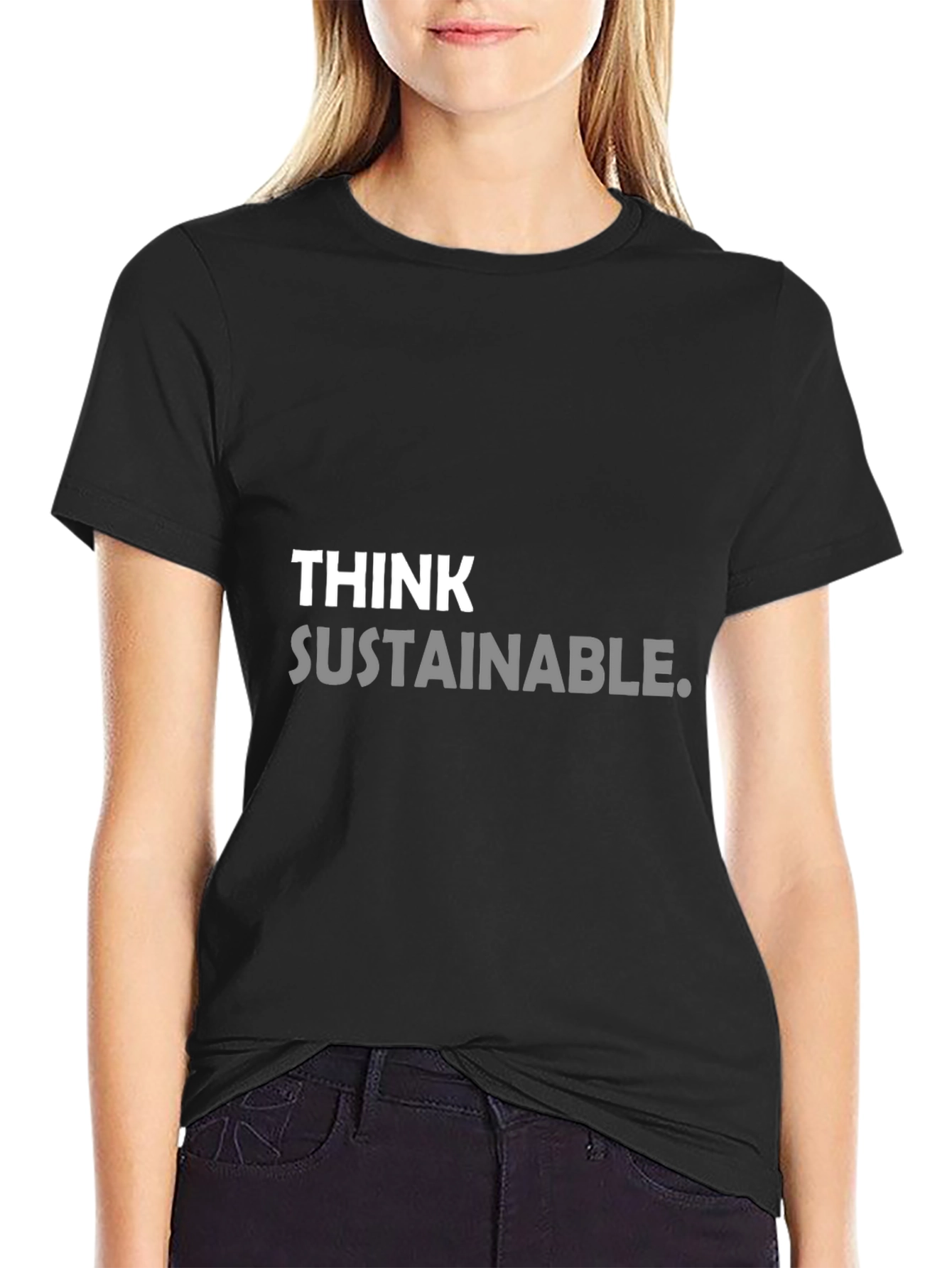 Black Think Sustainable Graphic Tee - Black view 2