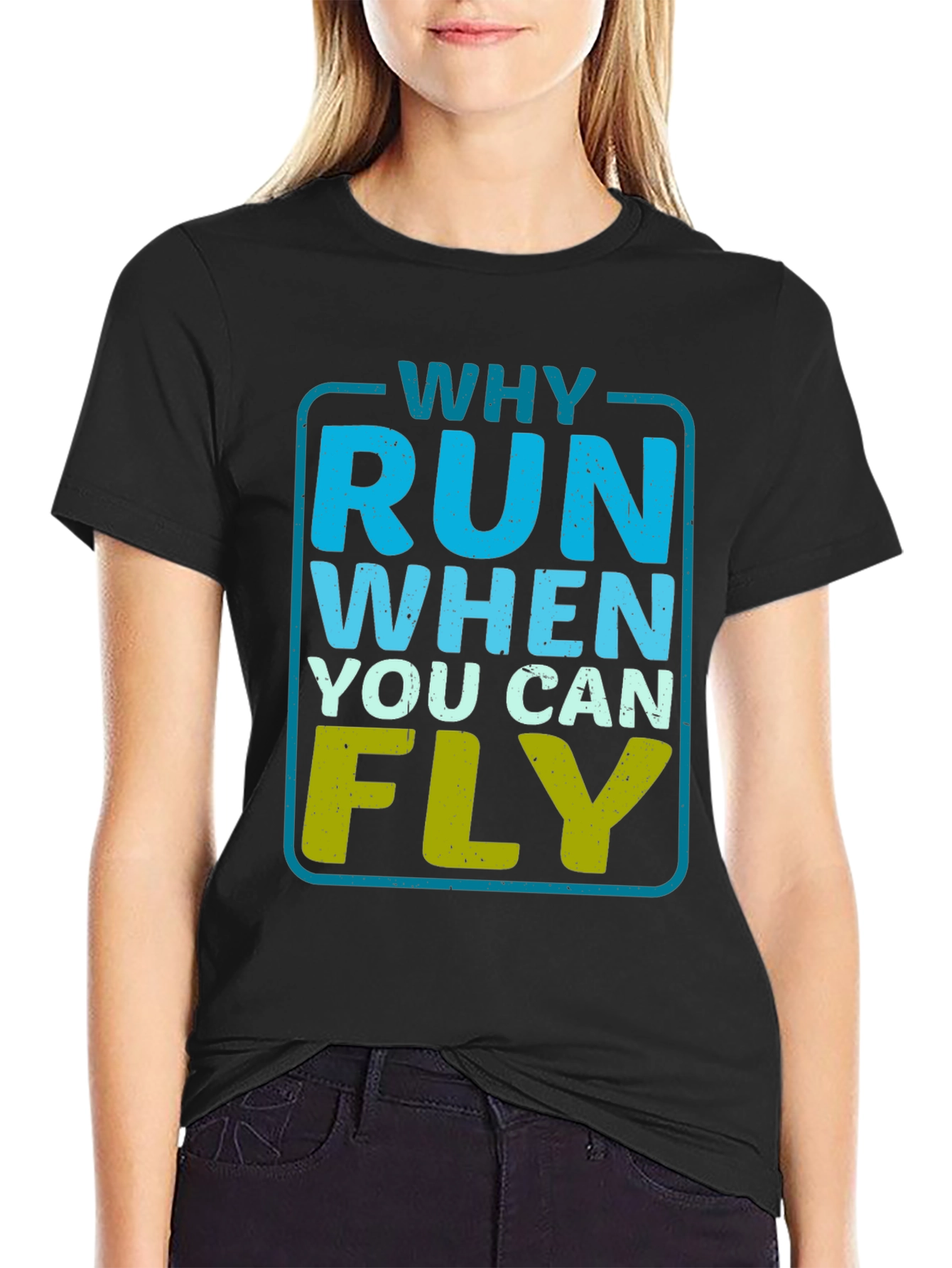 Black Why Run When You Can Fly Graphic Tee -  Black T-Shirt view 2