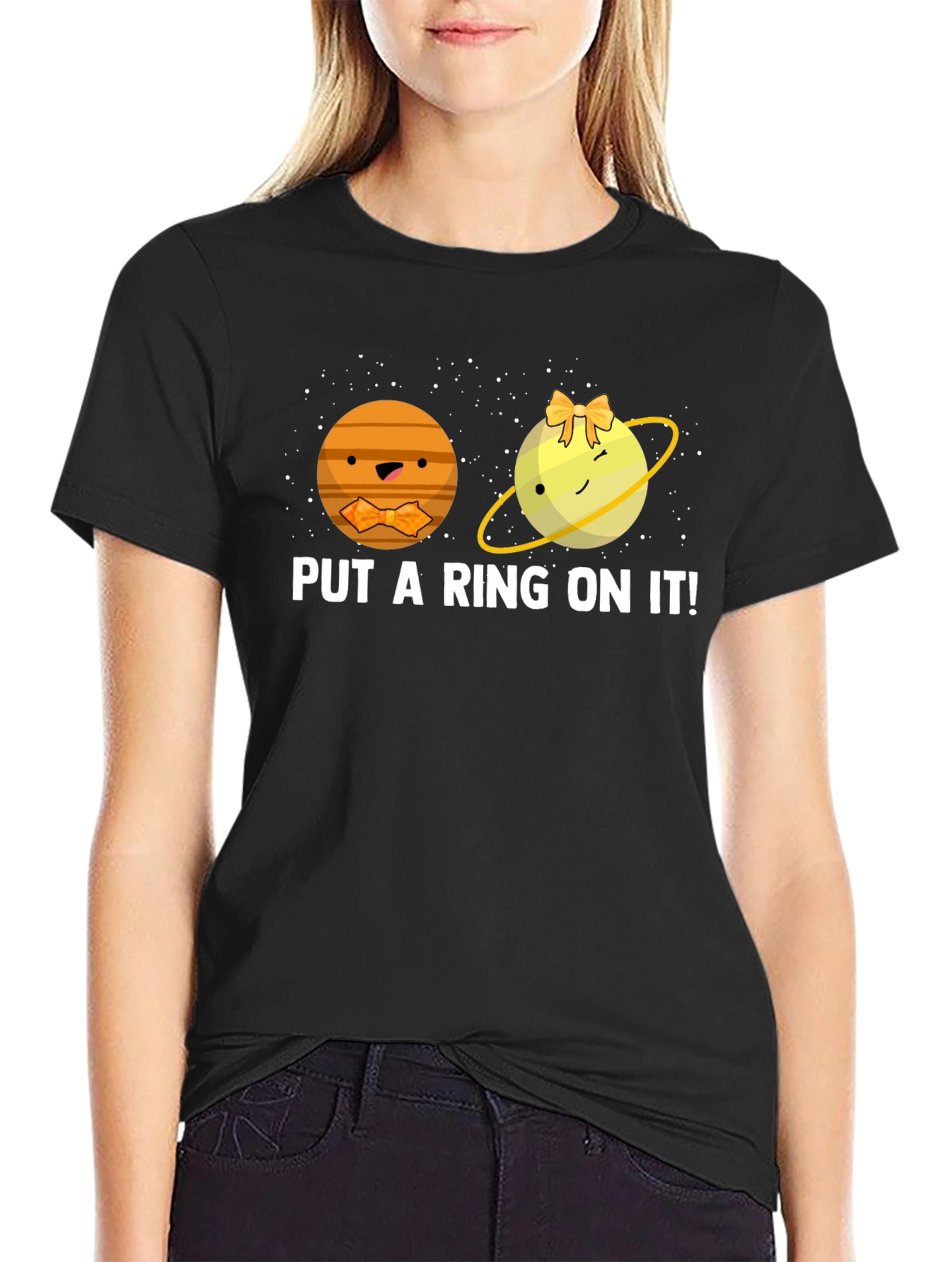 Black Put a Ring on It Planet Graphic Tee view 2