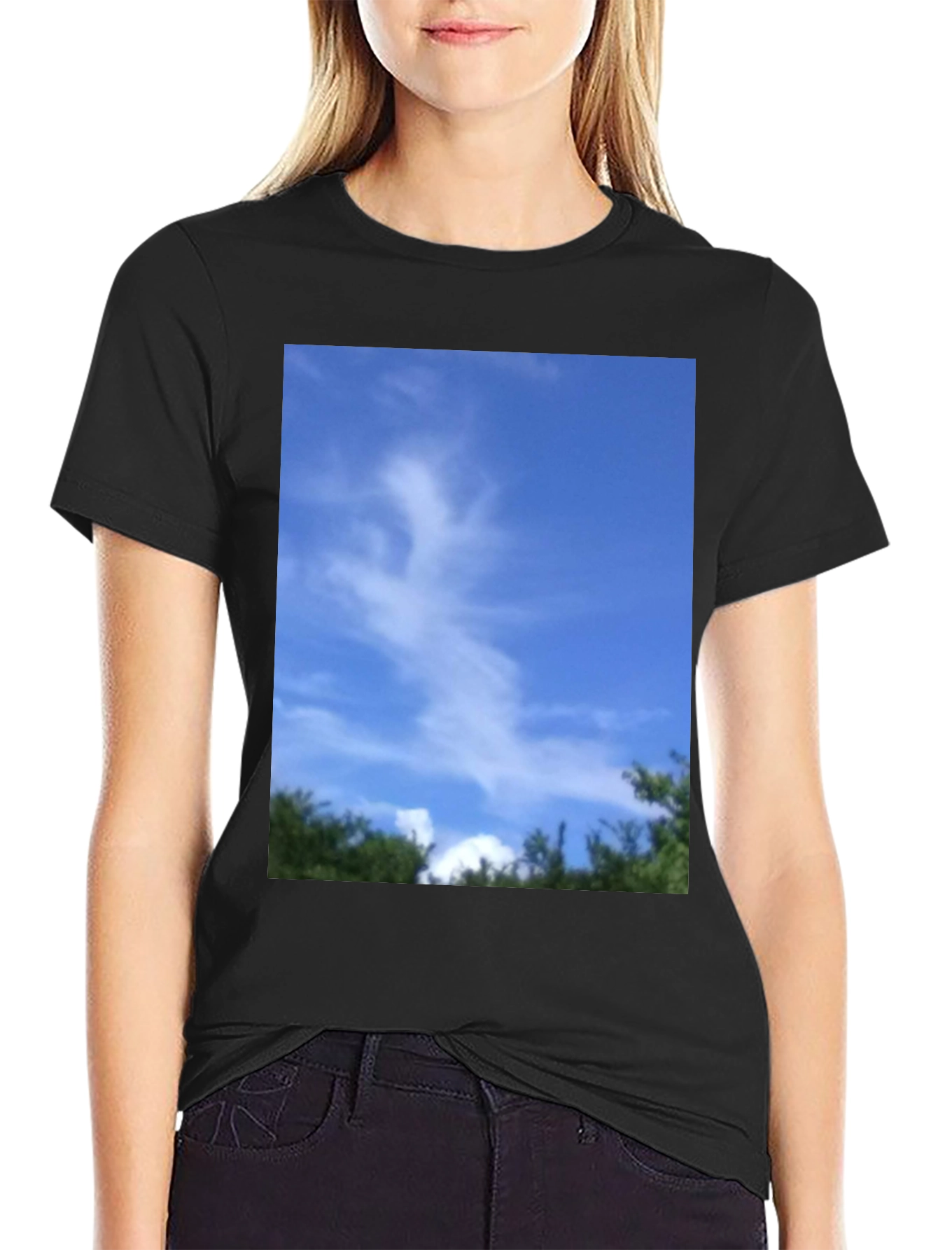 Black Sky Cloud Nature Graphic Tee - Black Unisex T-Shirt view 2