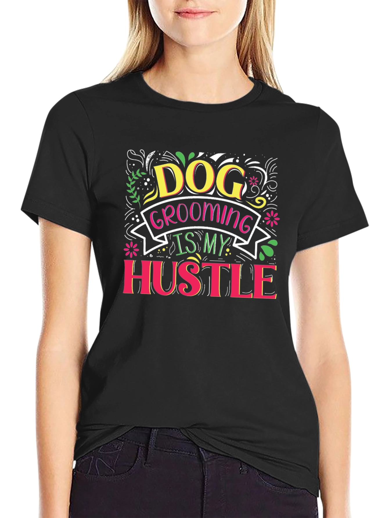 Black Dog Grooming Hustle T-Shirt view 2
