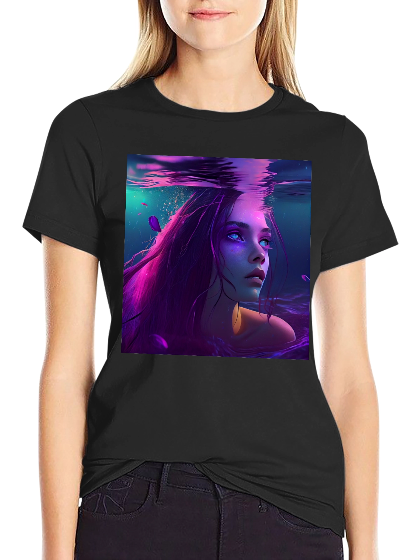 Black Mystic Mermaid Black T-Shirt view 2