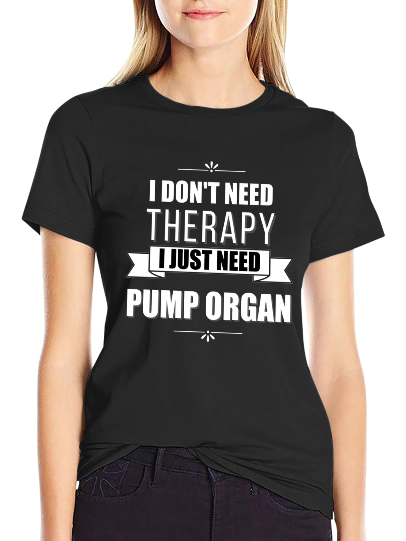 Black Funny Pump Organ T-Shirt view 2