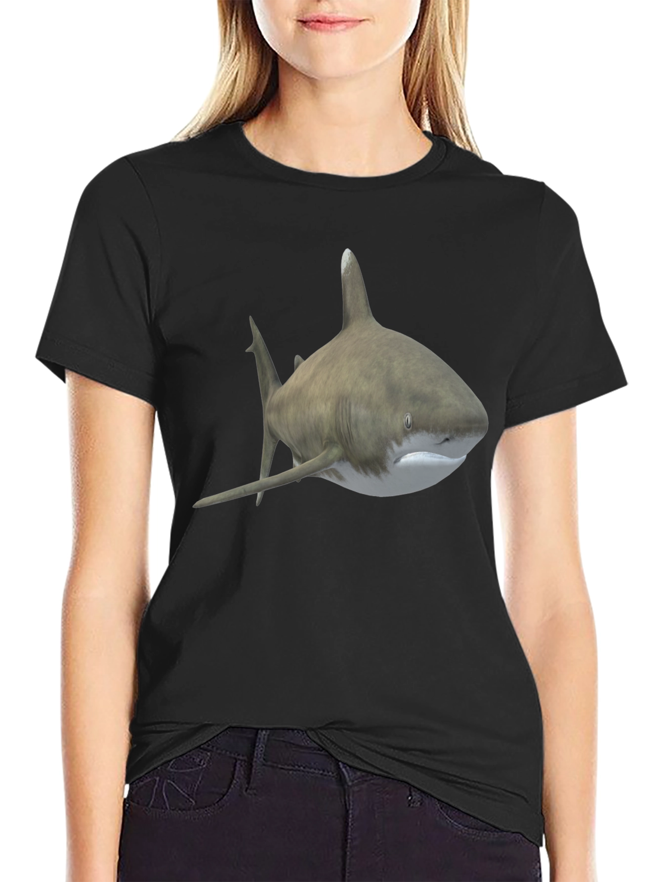 Black Shark Graphic Tee - Men's Black T-Shirt view 2