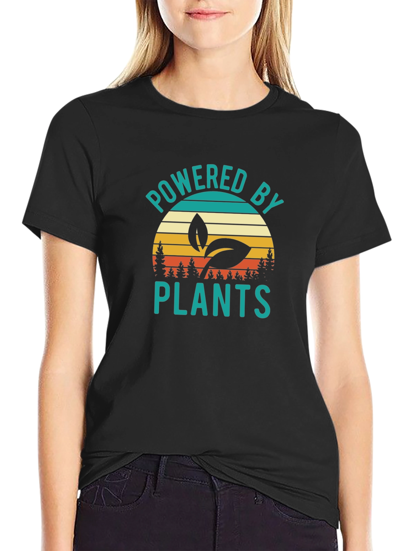 Black Powered By Plants Graphic T-Shirt view 2