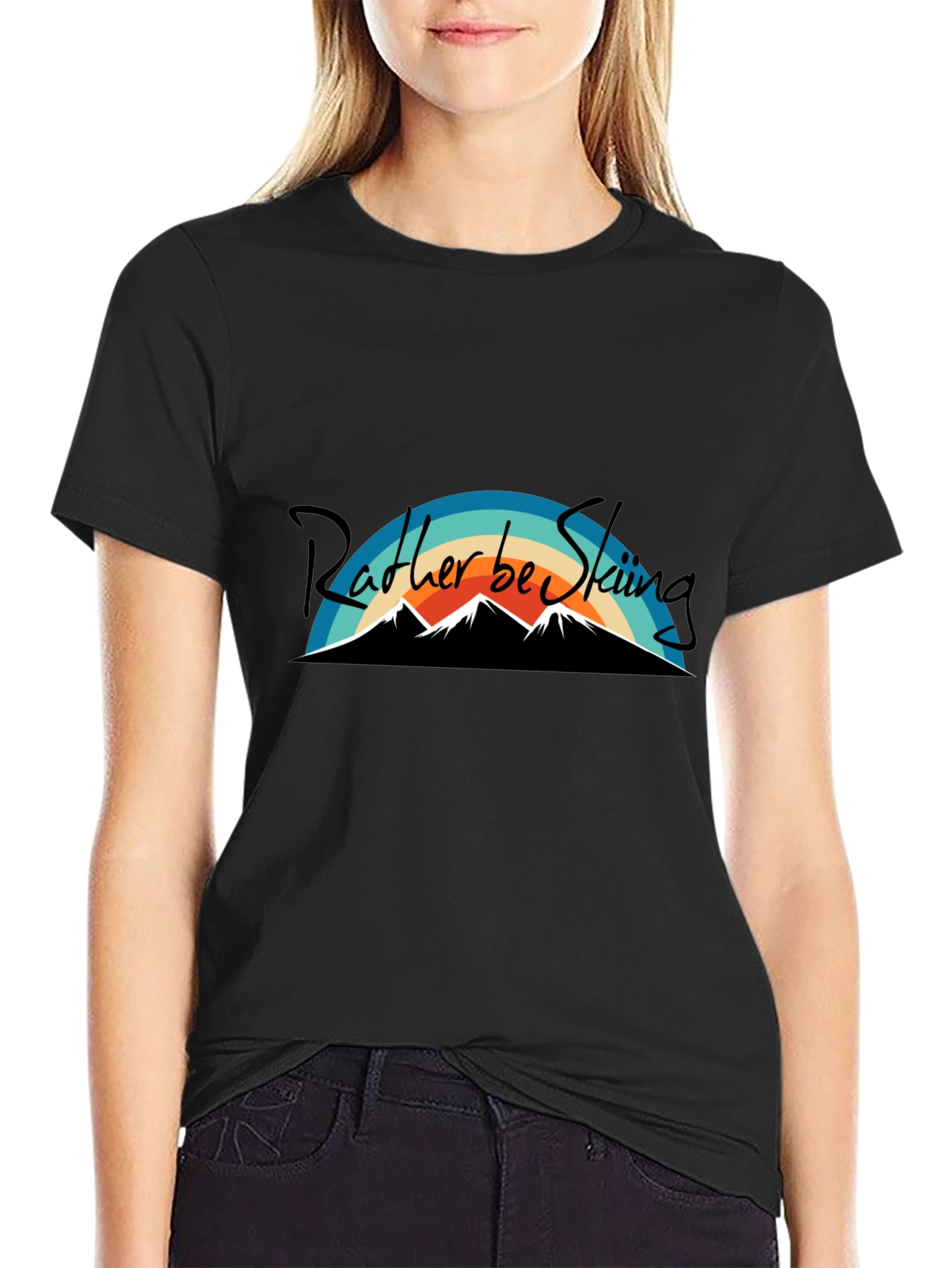 Black Rather Be Skiing Graphic T-Shirt - Black view 2