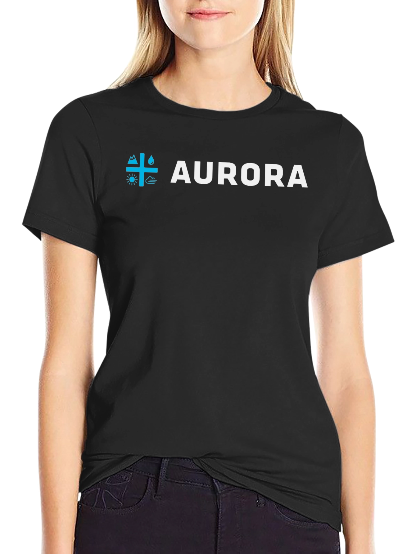 Black Aurora Graphic Print Tee - Stylish Black Cotton Blend view 2
