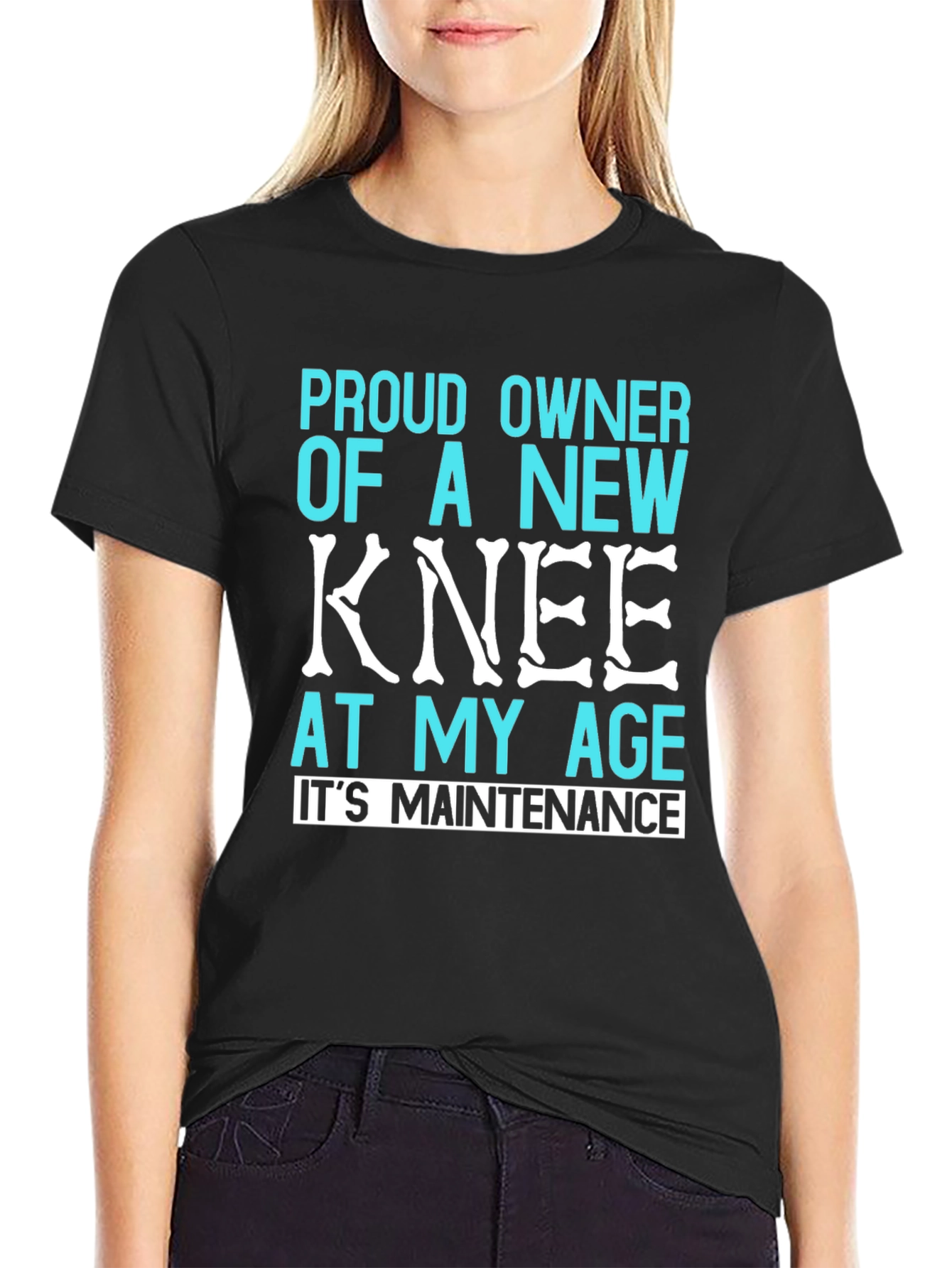 Black Proud New Knee T-Shirt - Funny Recovery Gift view 2