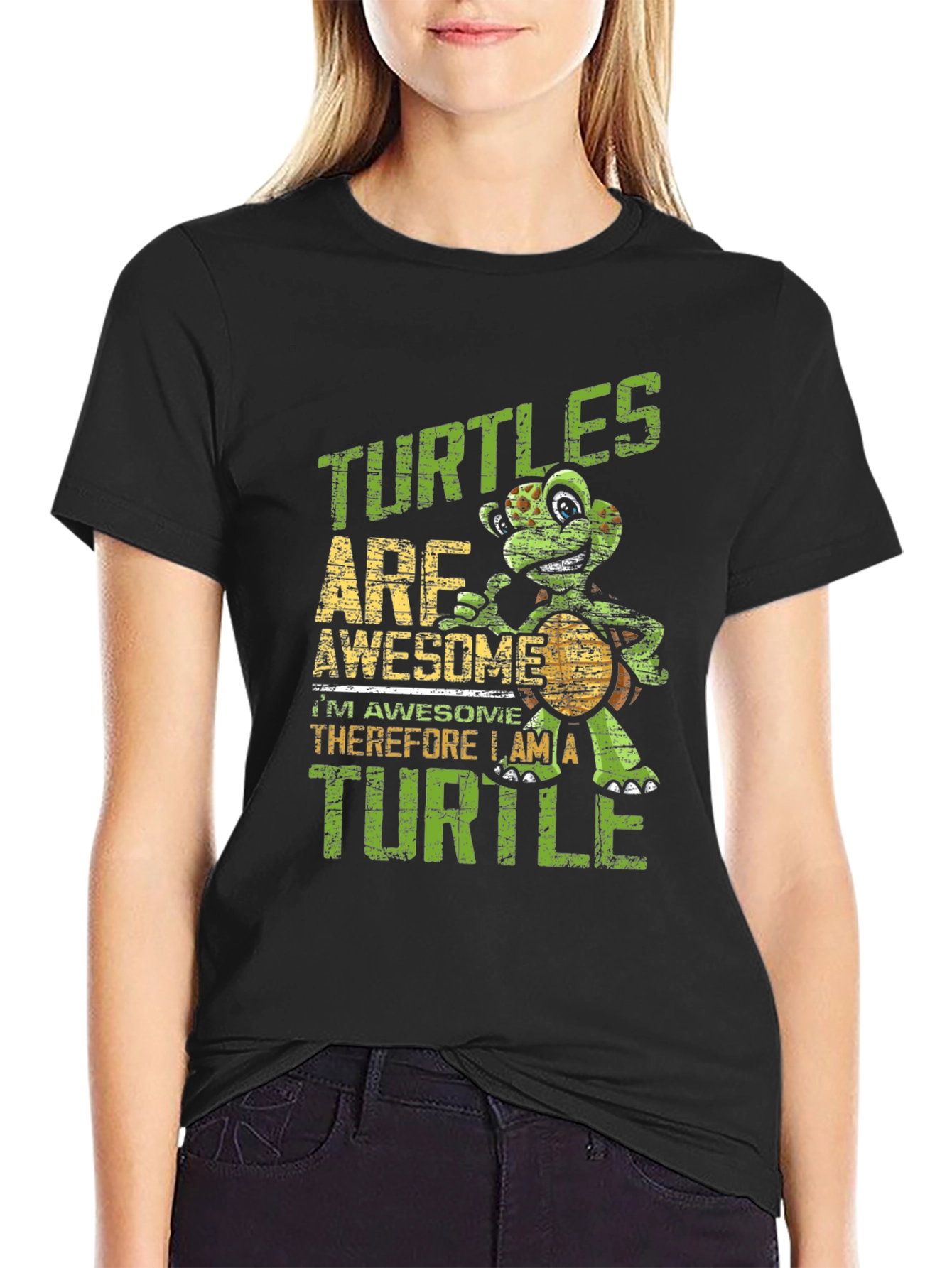 Black Turtle Awesome T-Shirt - Funny Animal Tee view 2