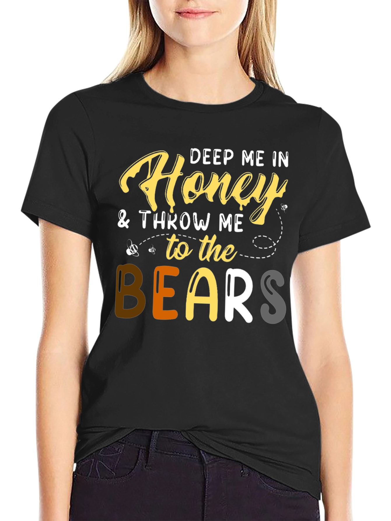Black Deep Me in Honey Bear Graphic Tee view 2