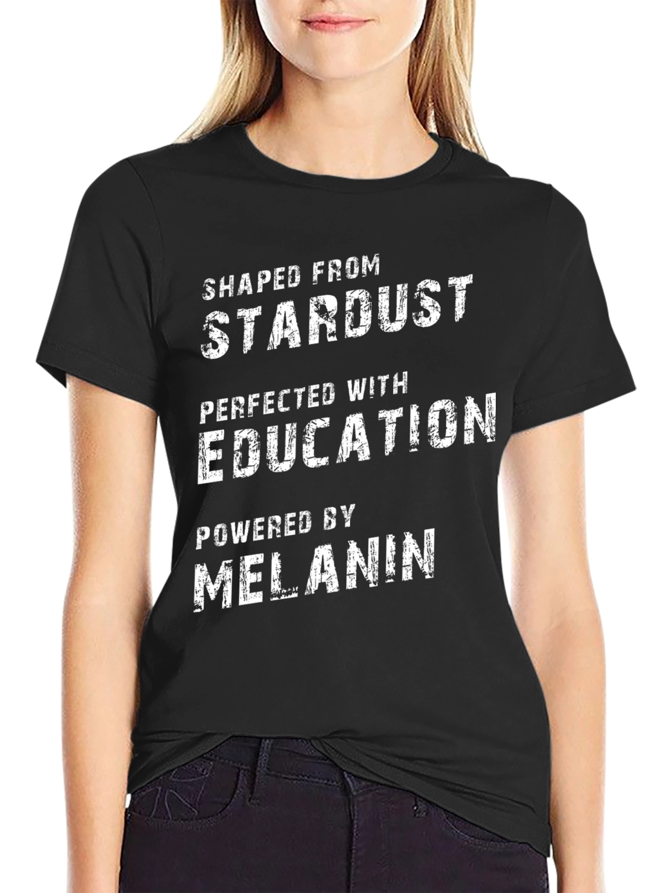 Black Stardust Education Melanin T-Shirt view 2