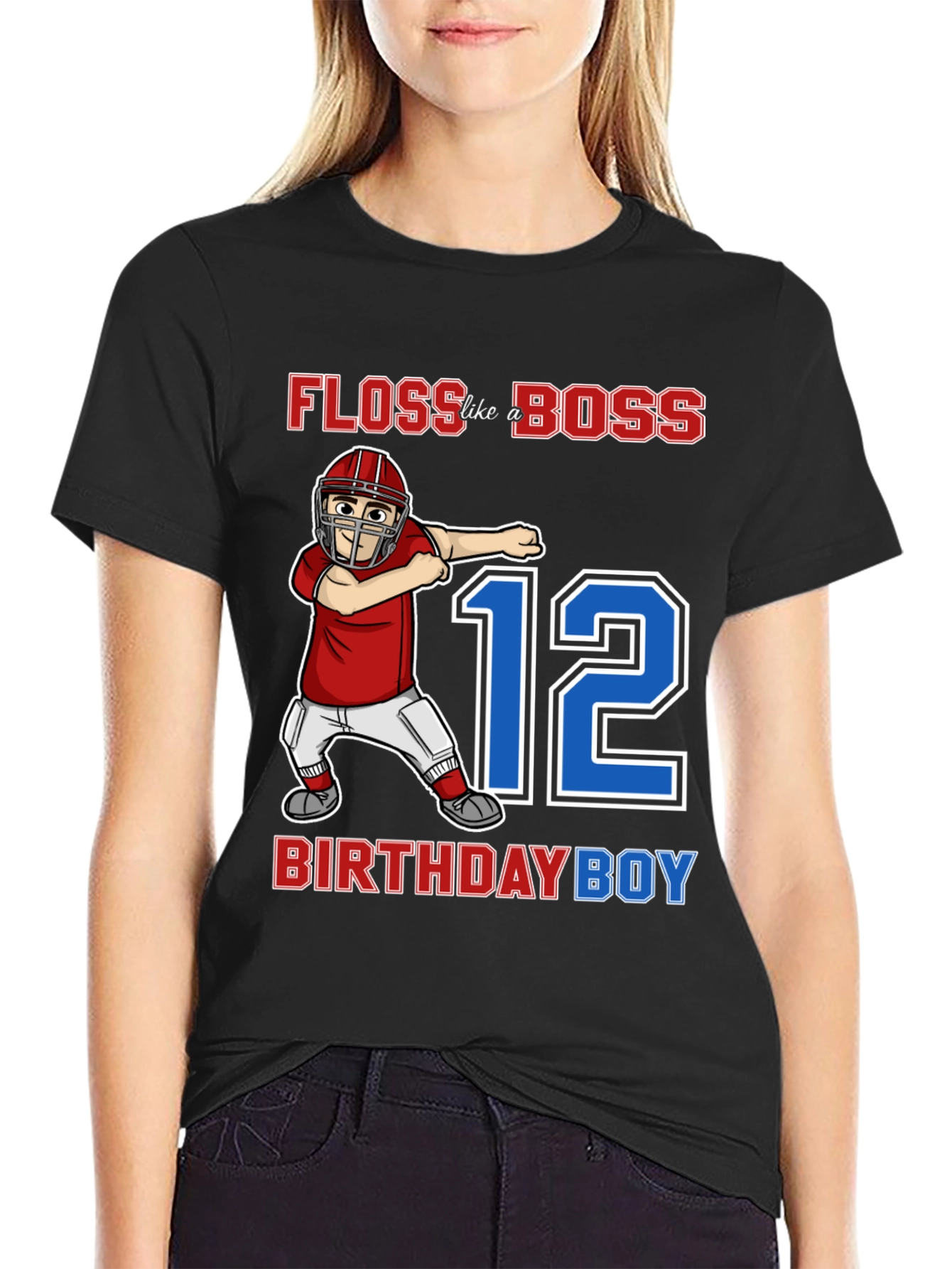 Black Floss Like a Boss 12th Birthday Boy T-Shirt view 2