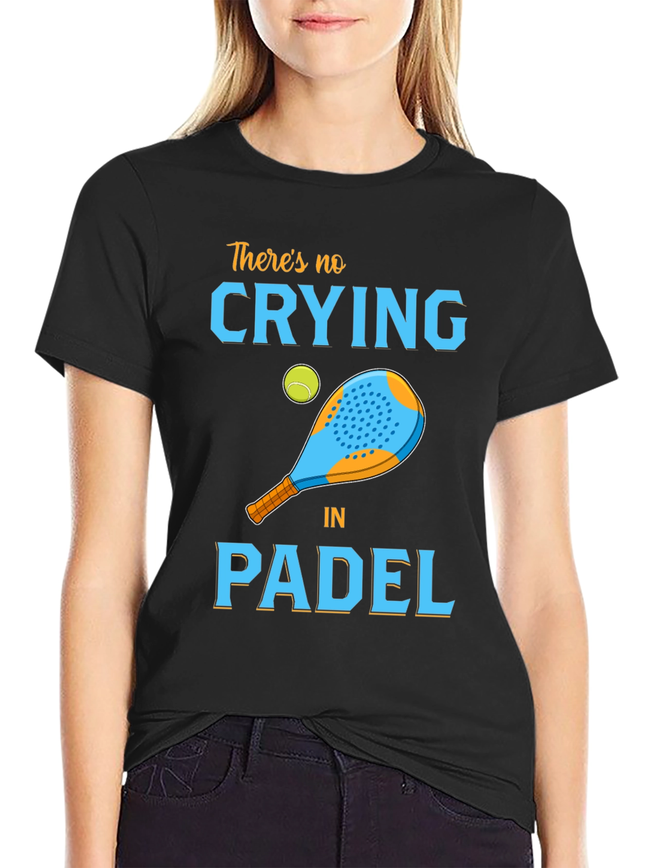 Black Funny Padel T-Shirt - No Crying in Padel view 2