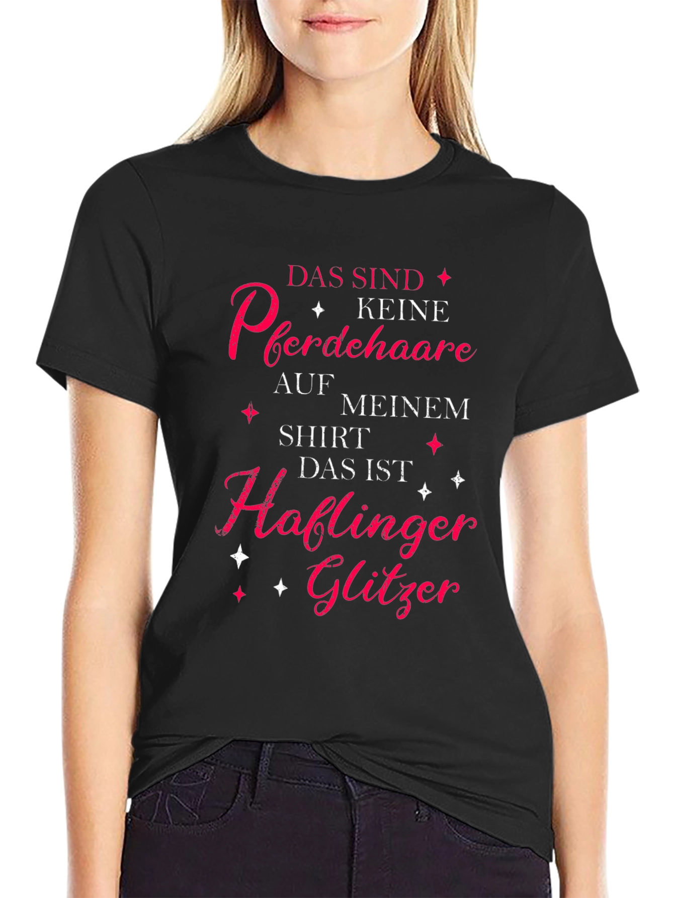 Black Horse Lover T-Shirt: Haflinger Glitter Tee view 2