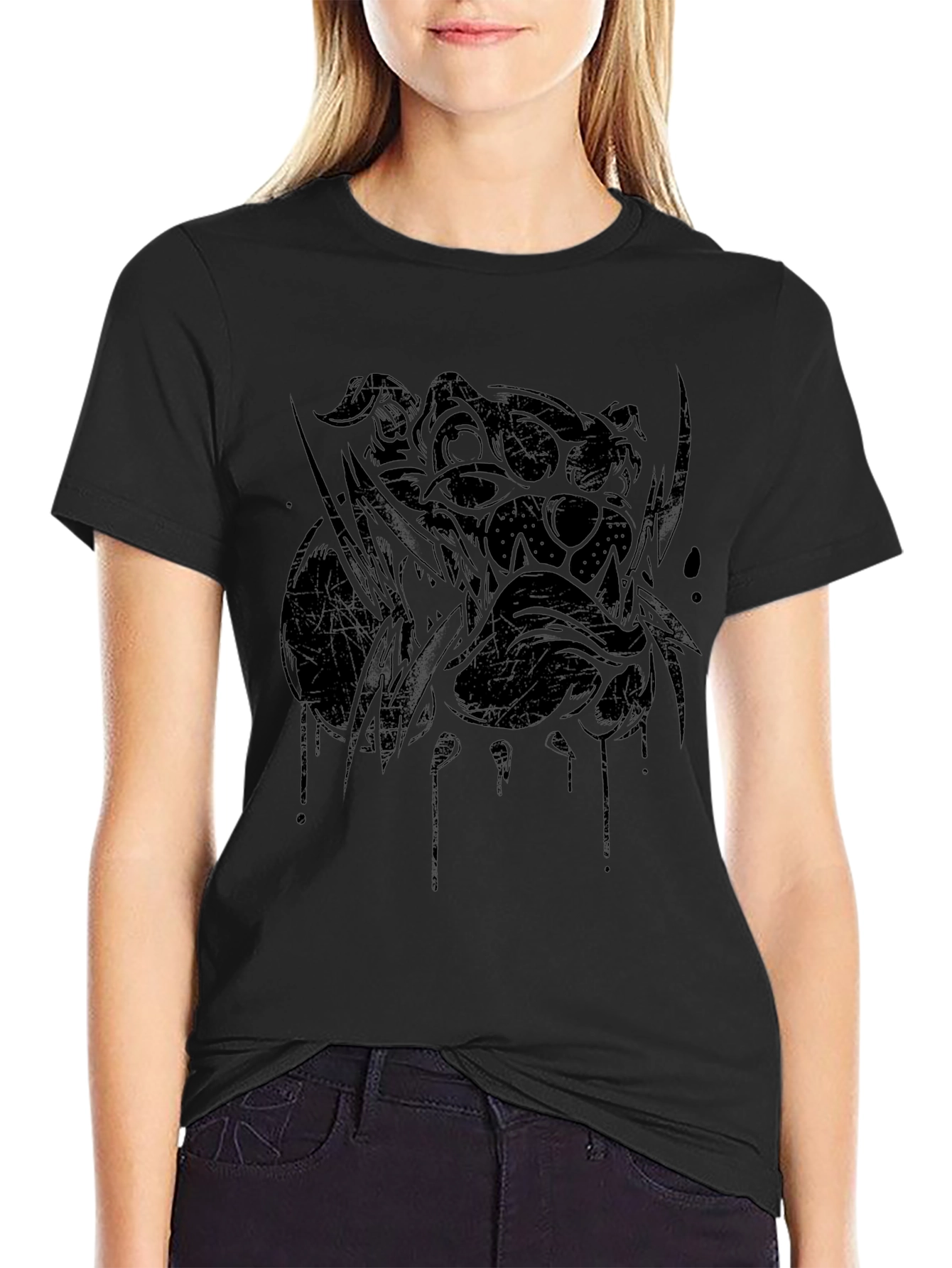 Black Graphic Bulldog Tee - Men's Black T-Shirt view 2