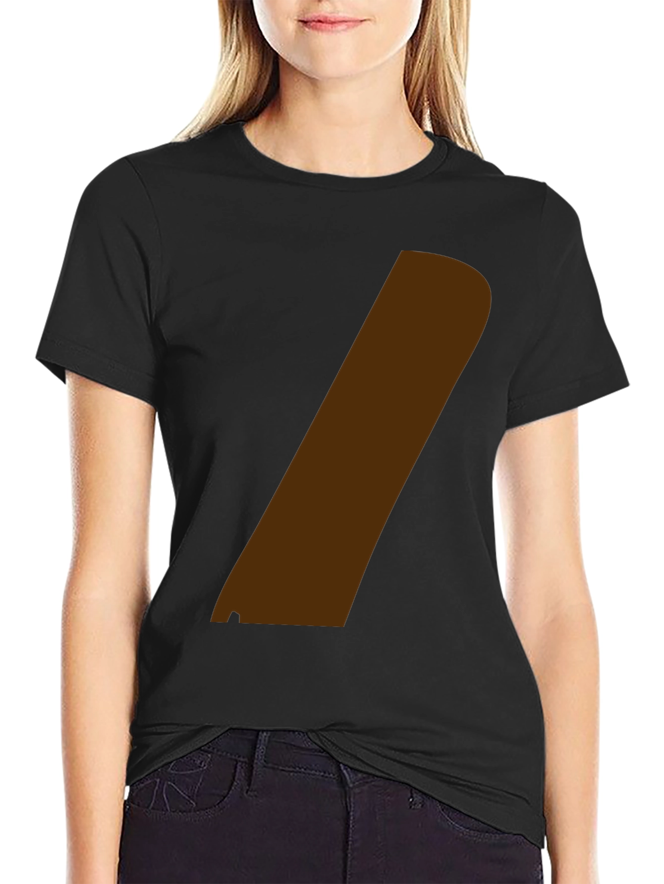 Black Modern Graphic Tee - Black with Brown Stripe view 2