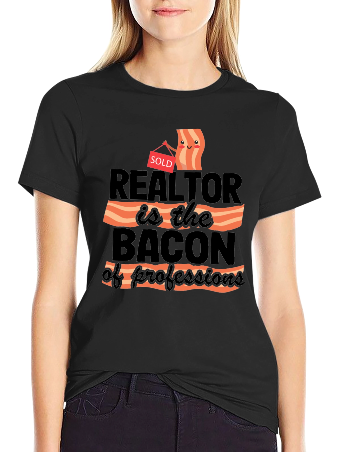 Black Realtor Bacon of Professions T-Shirt view 2
