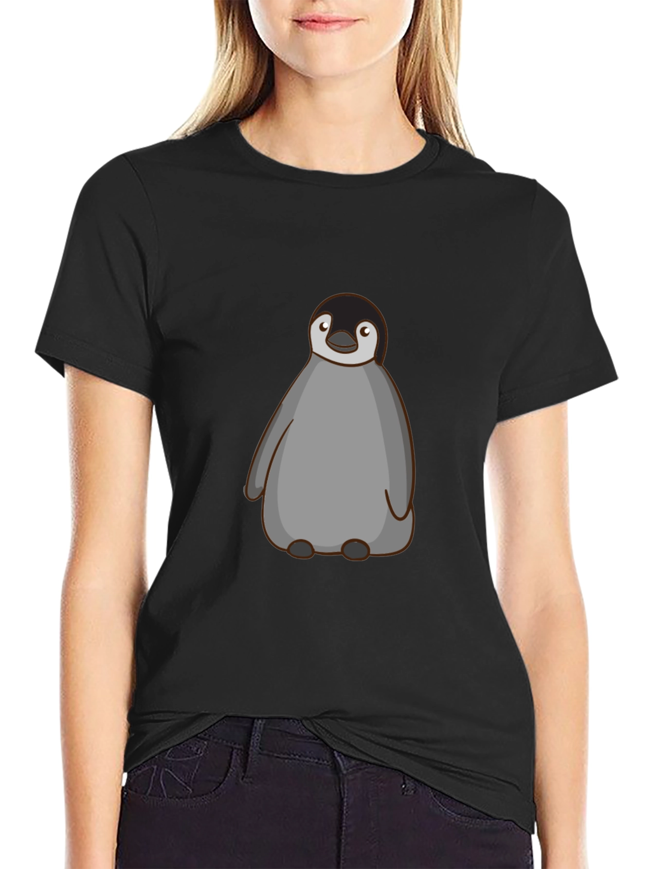 Black Penguin Graphic Black T-Shirt view 2