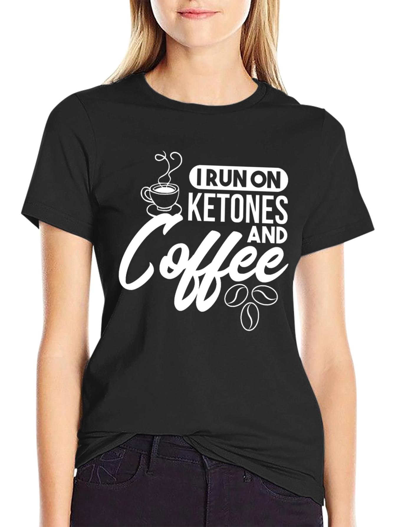 Black I Run On Ketones and Coffee T-Shirt - Black view 2