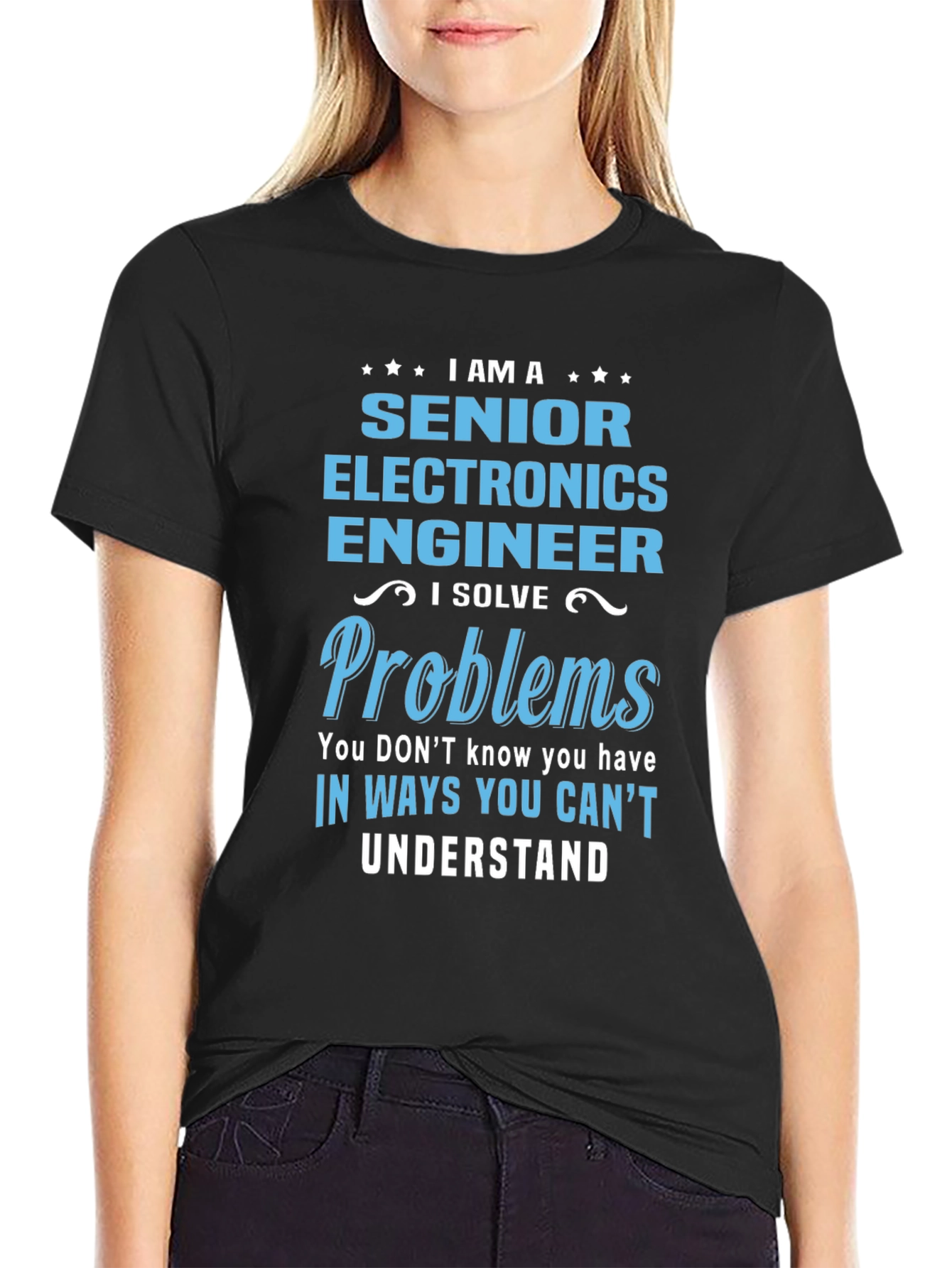 Black Senior Electronics Engineer T-Shirt view 2