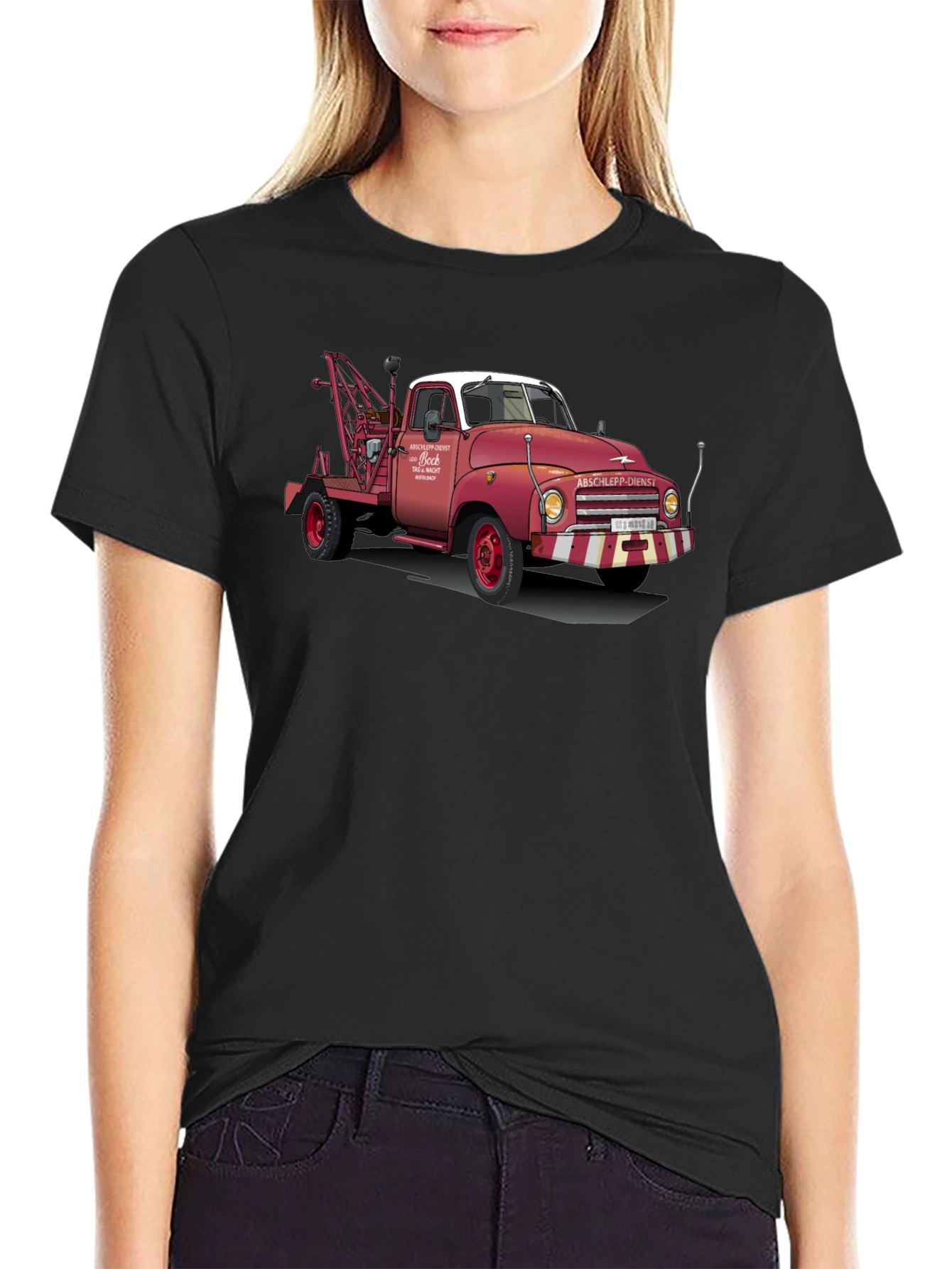 Black Vintage Tow Truck Graphic Tee view 2