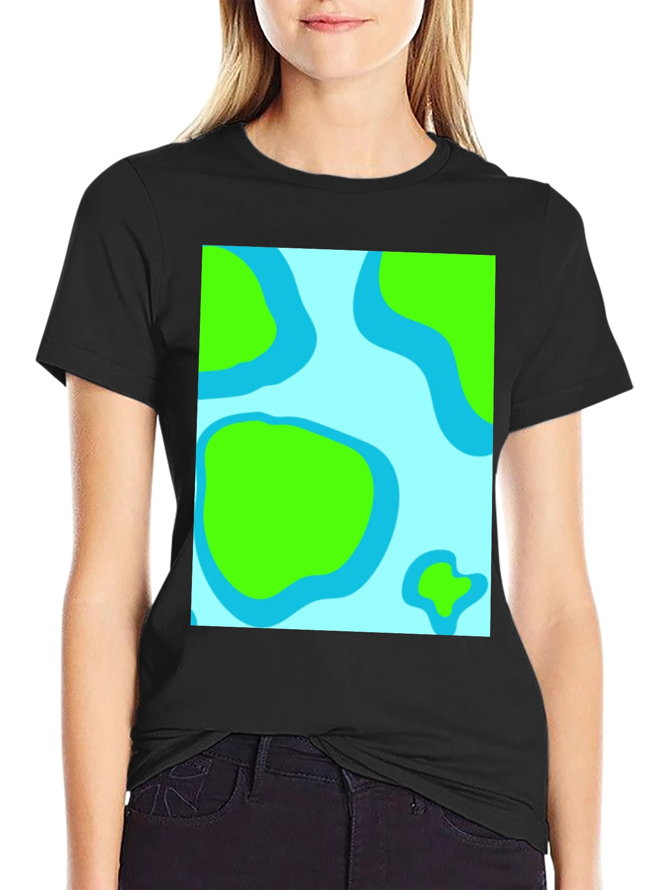 Black Abstract Land & Water Graphic Tee - Black view 2