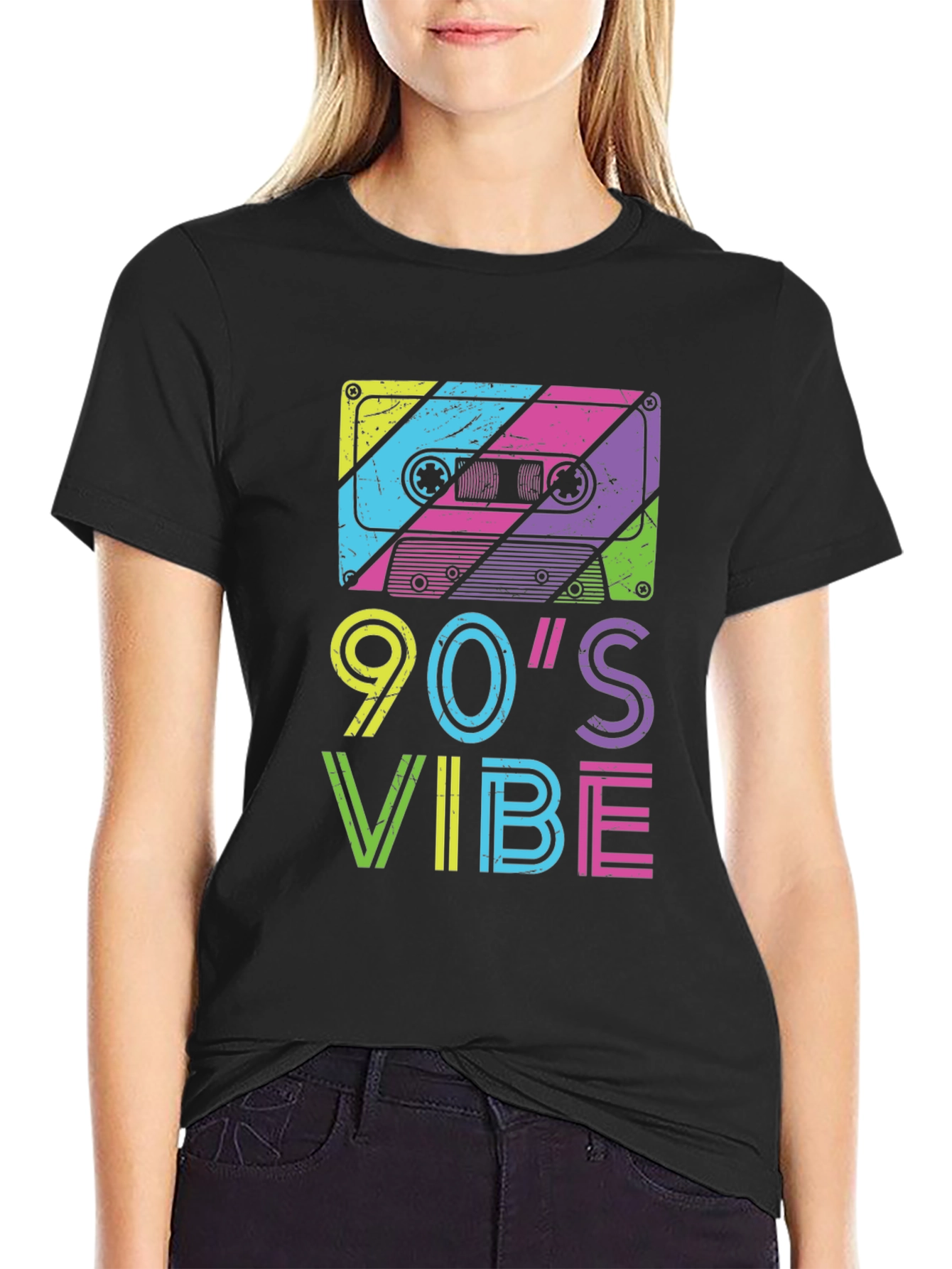 Black 90's Vibe Cassette Tape Graphic T-Shirt view 2